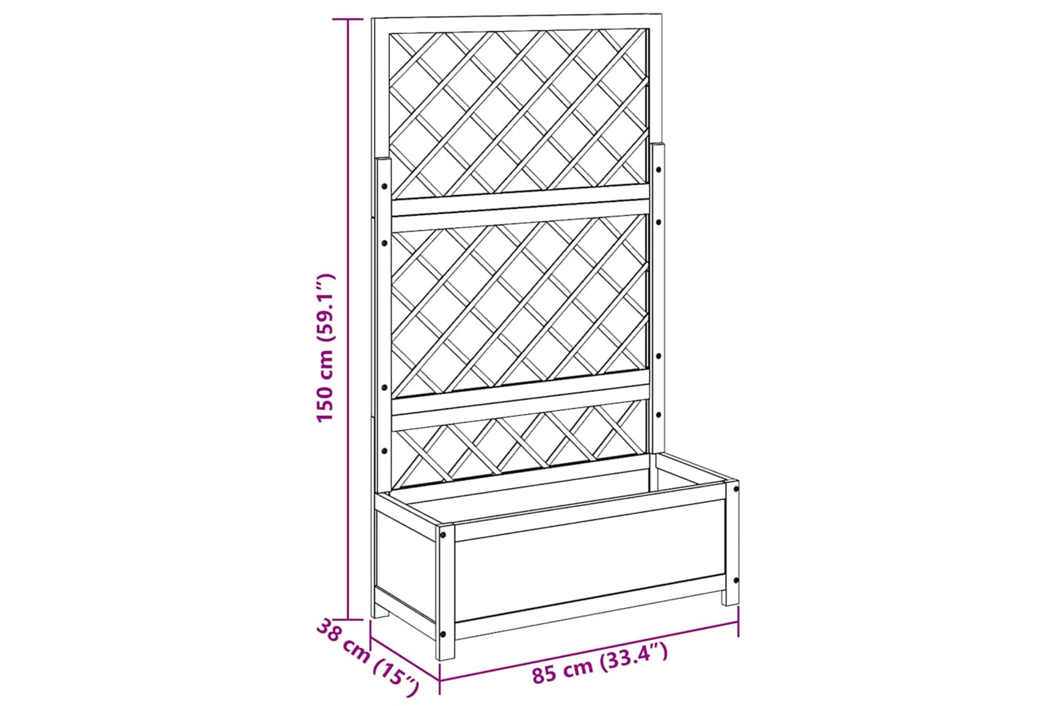 vidaXL 316542 Raised Bed With Trellis 85x38x150cm Solid Acacia Wood-8