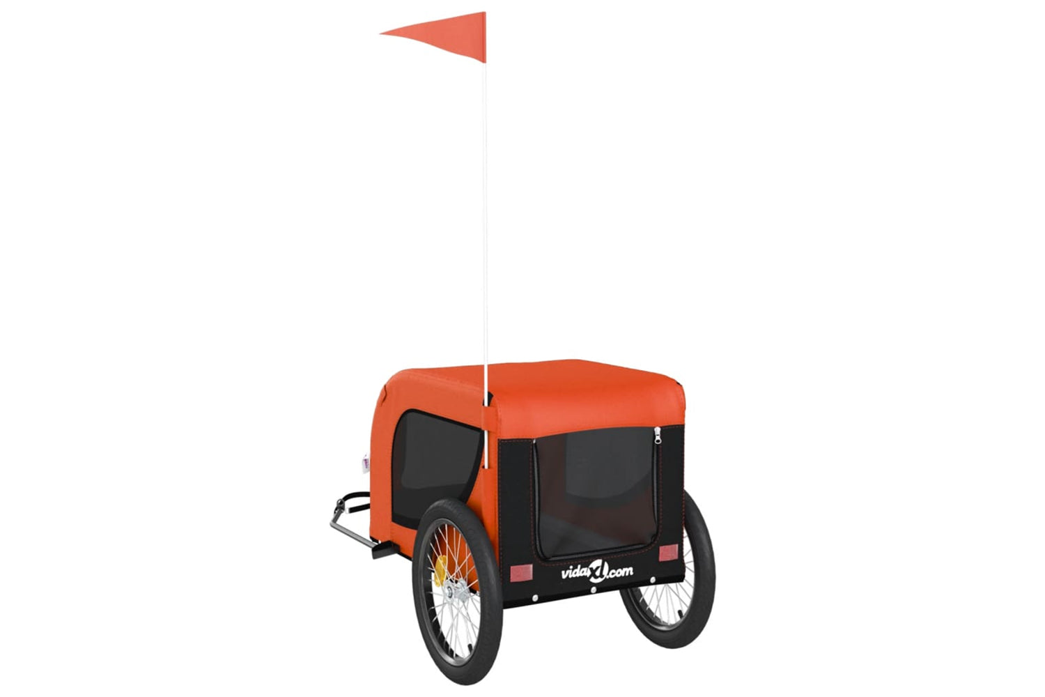 Vidaxl 94005 Pet Bike Trailer Orange And Black Oxford Fabric And Iron-6