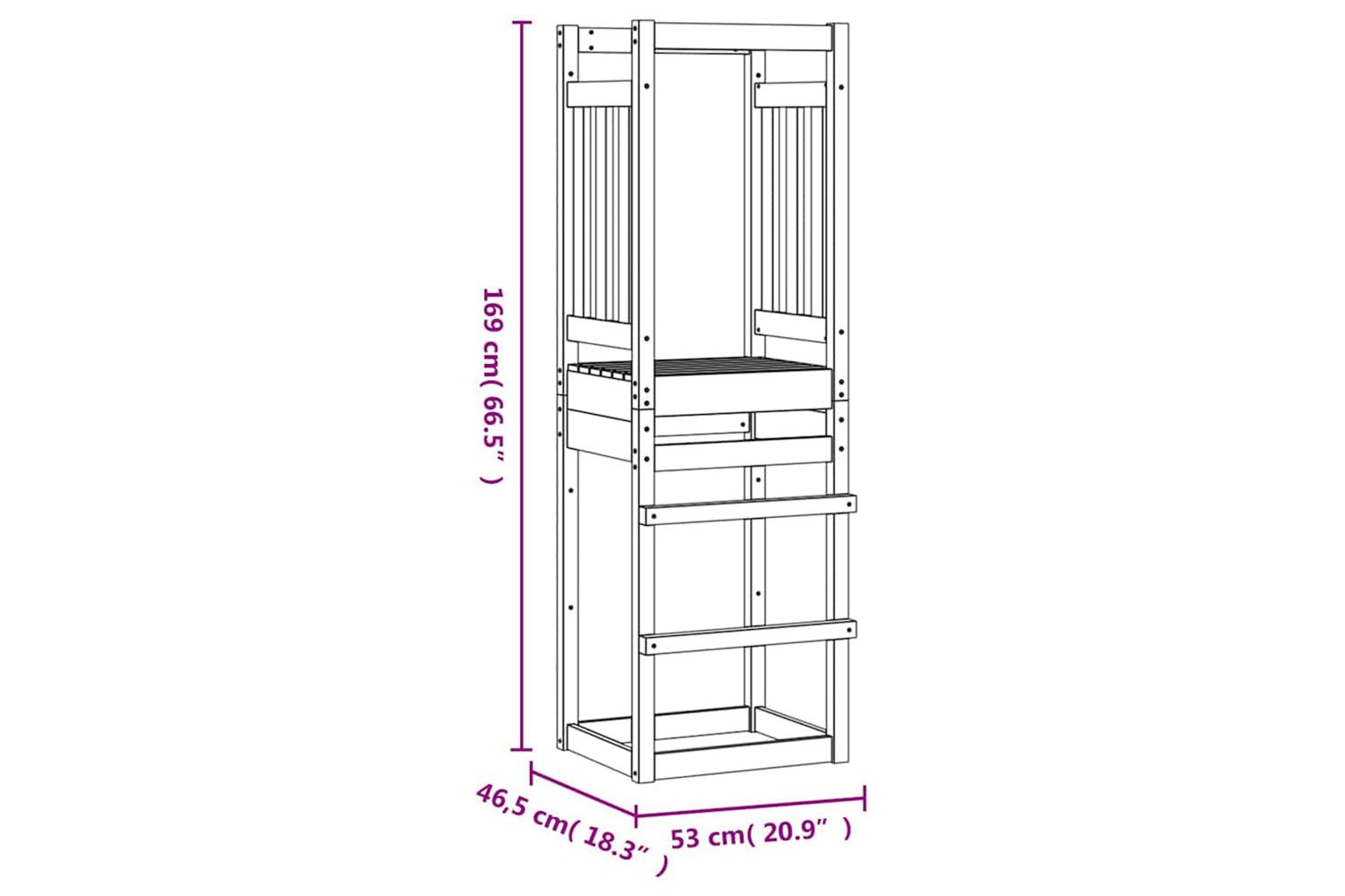 Vidaxl Play Tower 53x46.5x169 Cm Solid Wood Pine-8