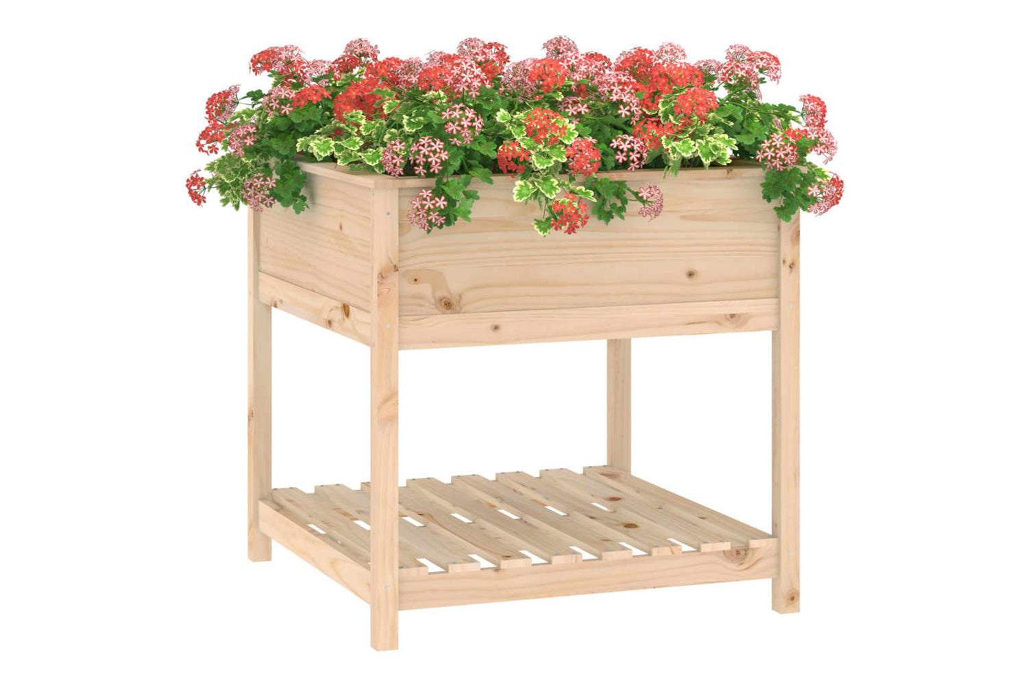 vidaXL 823794 Planter With Shelf 82.5x82.5x81cm Solid Wood Pine-3