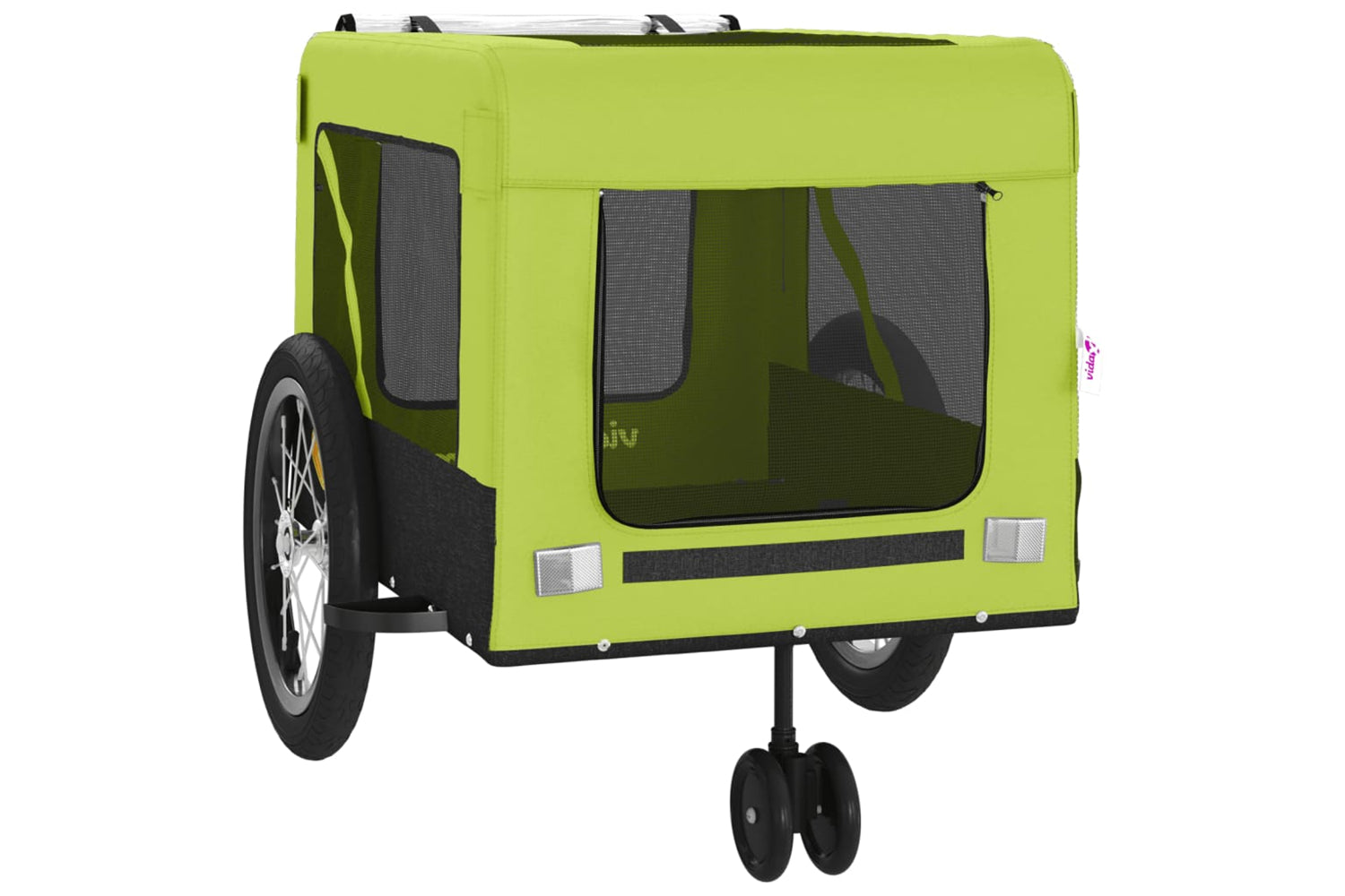 Vidaxl 93941 Pet Bike Trailer Green And Black Oxford Fabric And Iron-5