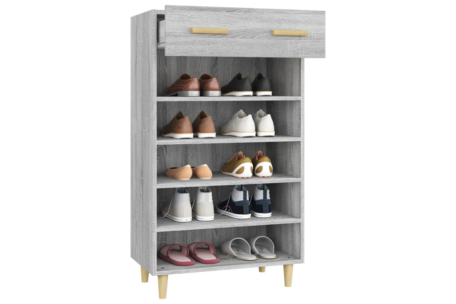 vidaXL 817556 Shoe Cabinet Grey Sonoma 60x35x105cm Engineered Wood-4