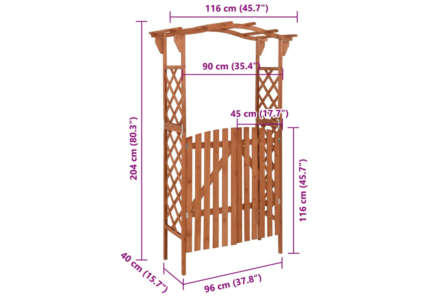 vidaXL 316389 Pergola With Gate 116x40x204cm Solid Firwood-6