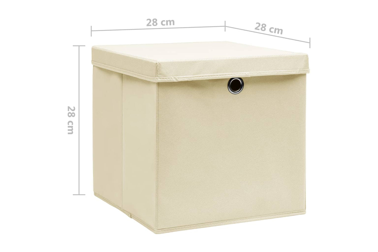 vidaXL 325216 Storage Boxes With Covers 4 Pcs 28x28x28cm Cream-6