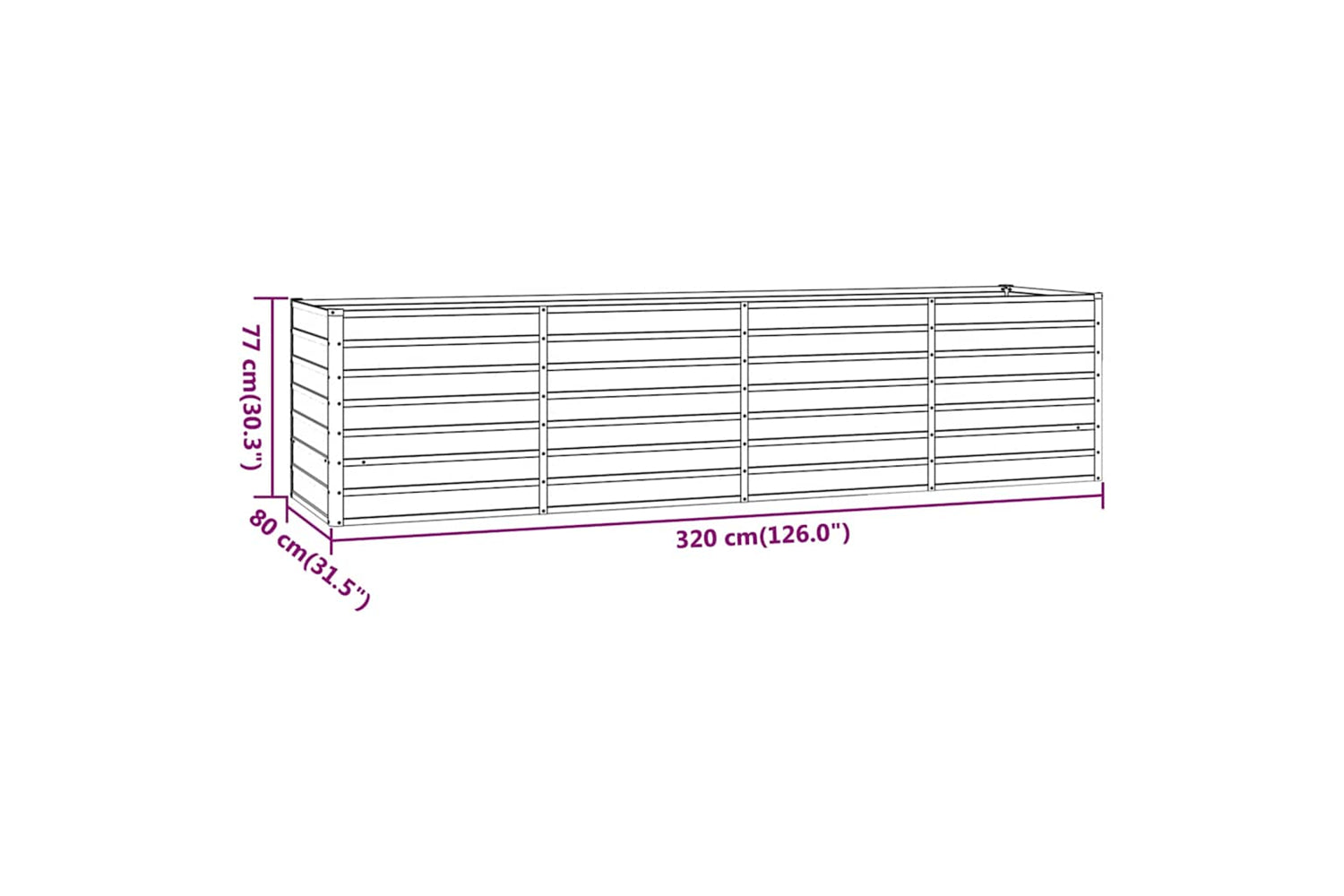 Vidaxl Garden Raised Bed Rusty 320x80x77 Cm Corten Steel-7