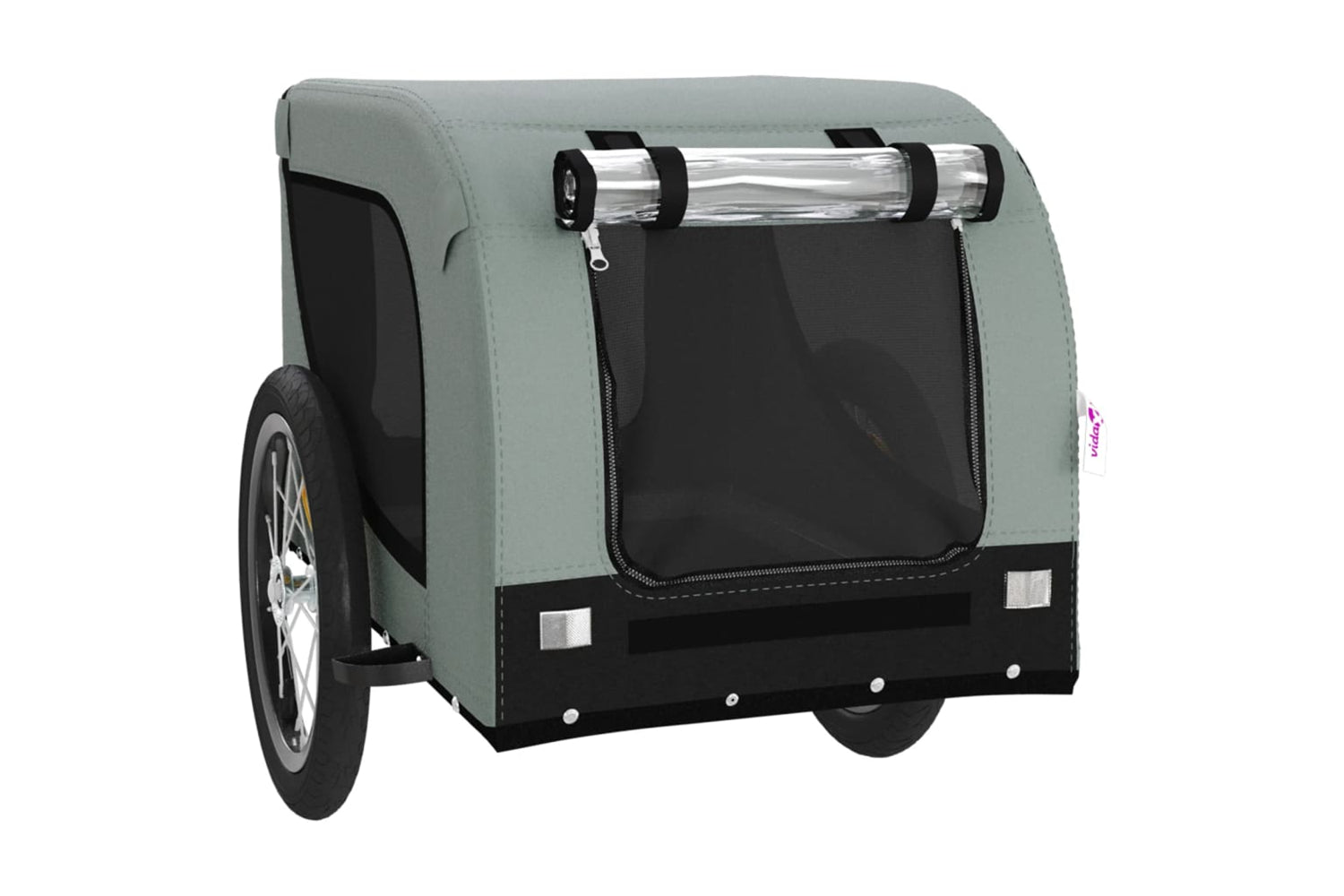 Vidaxl 94000 Pet Bike Trailer Grey And Black Oxford Fabric And Iron-3