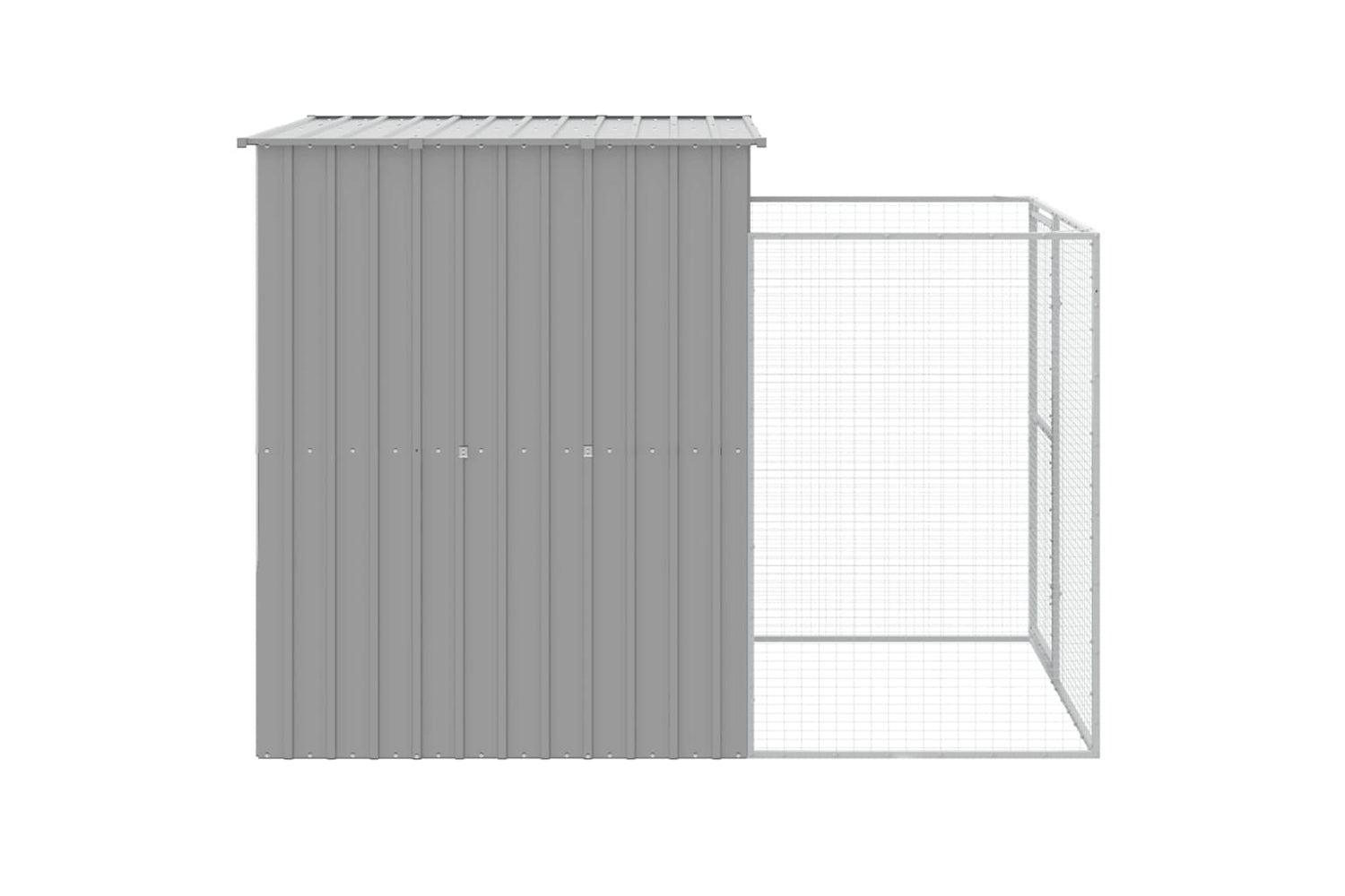 Vidaxl Dog House With Run Light Grey 165x251x181 Cm Galvanised Steel-3