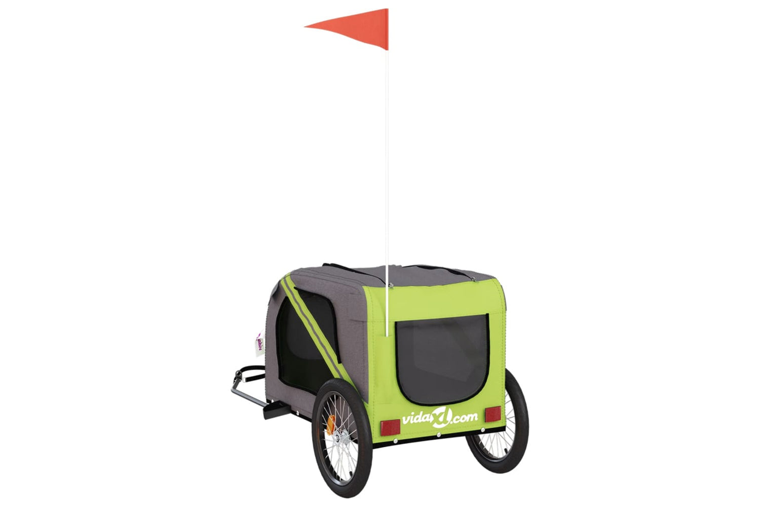 Vidaxl 93885 Pet Bike Trailer Green And Grey Oxford Fabric And Iron-7