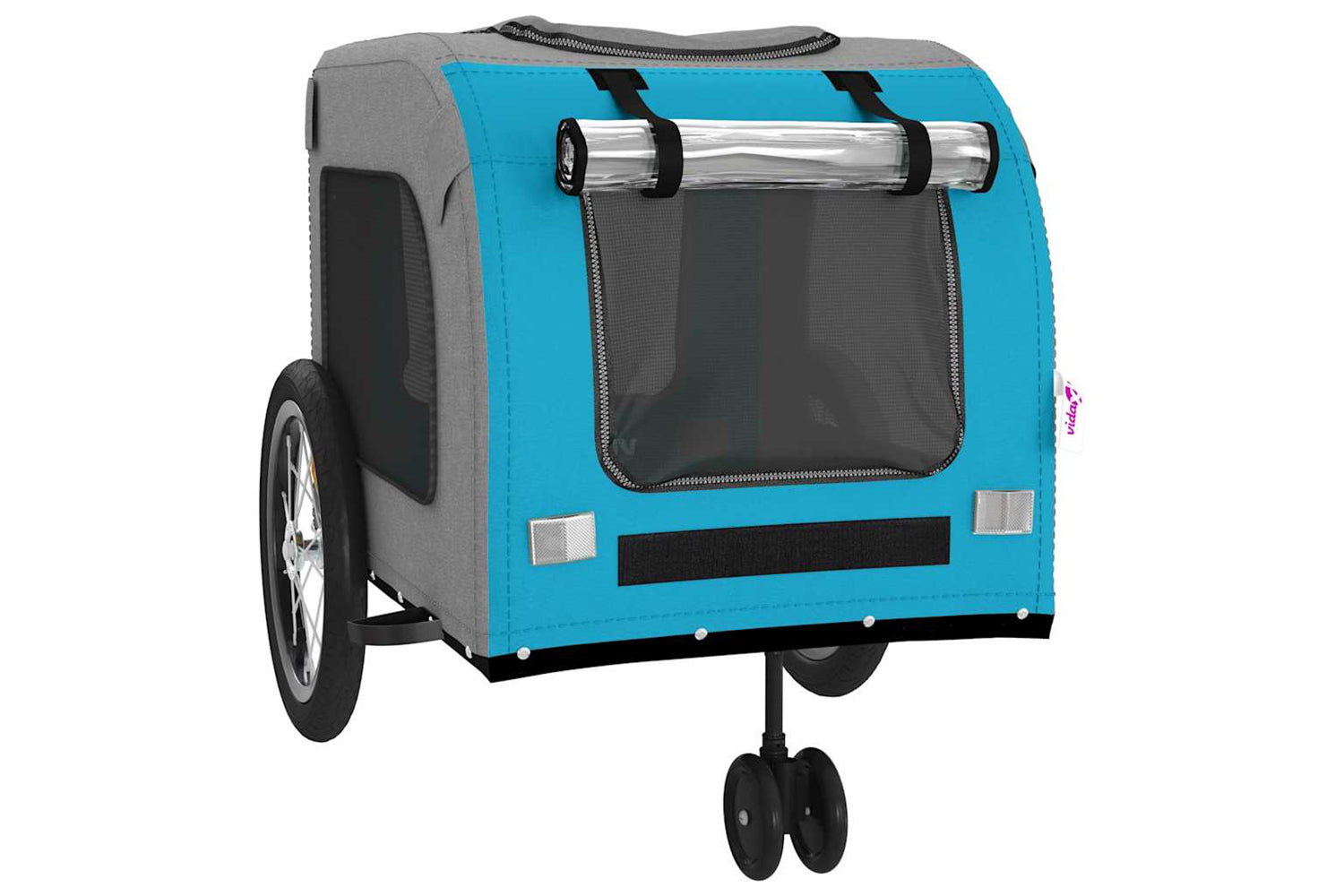 Vidaxl 93855 Pet Bike Trailer Blue And Grey Oxford Fabric And Iron-4