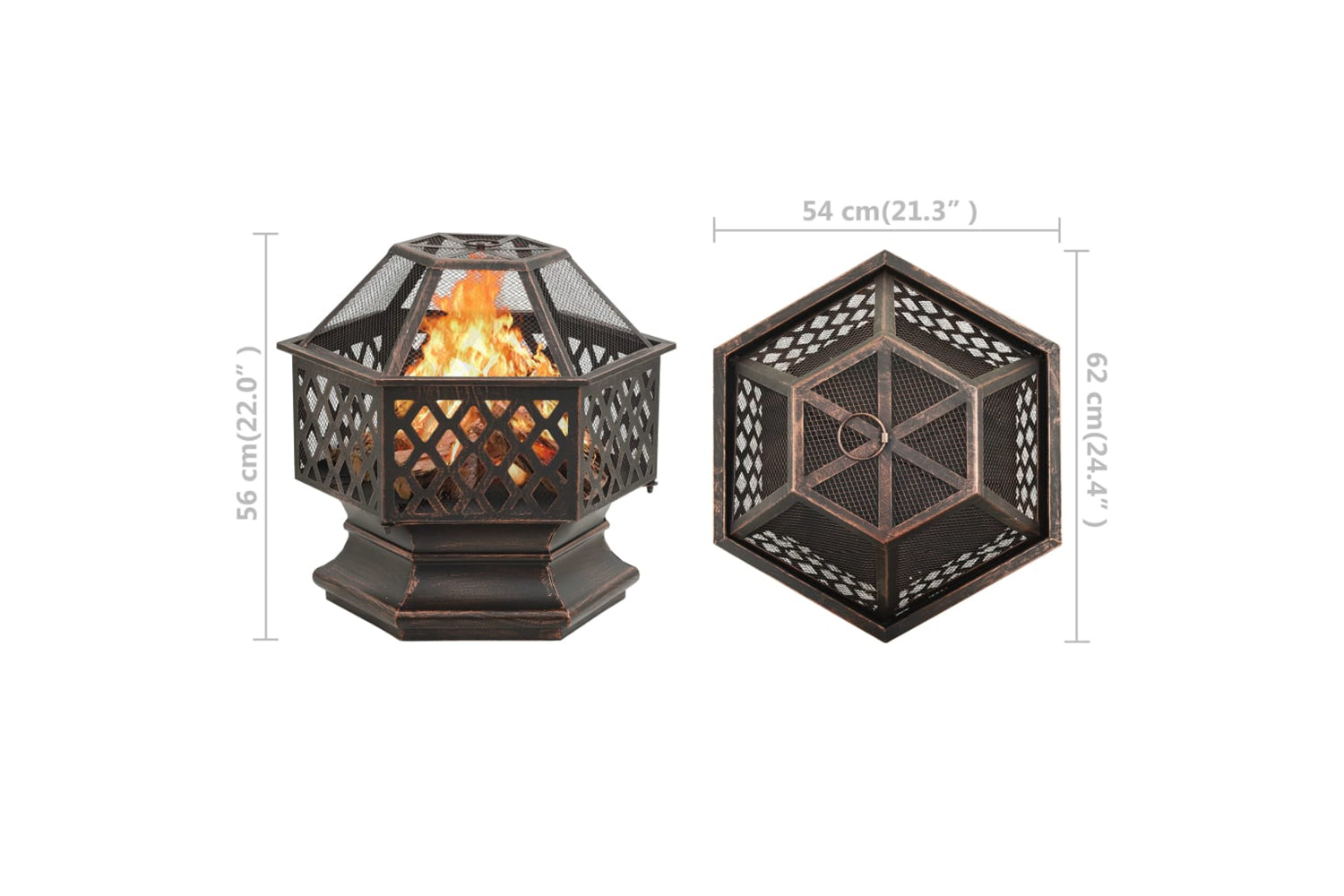 vidaXL 311887 Rustic Fire Pit With Poker 62x54x56cm Xxl Steel-8