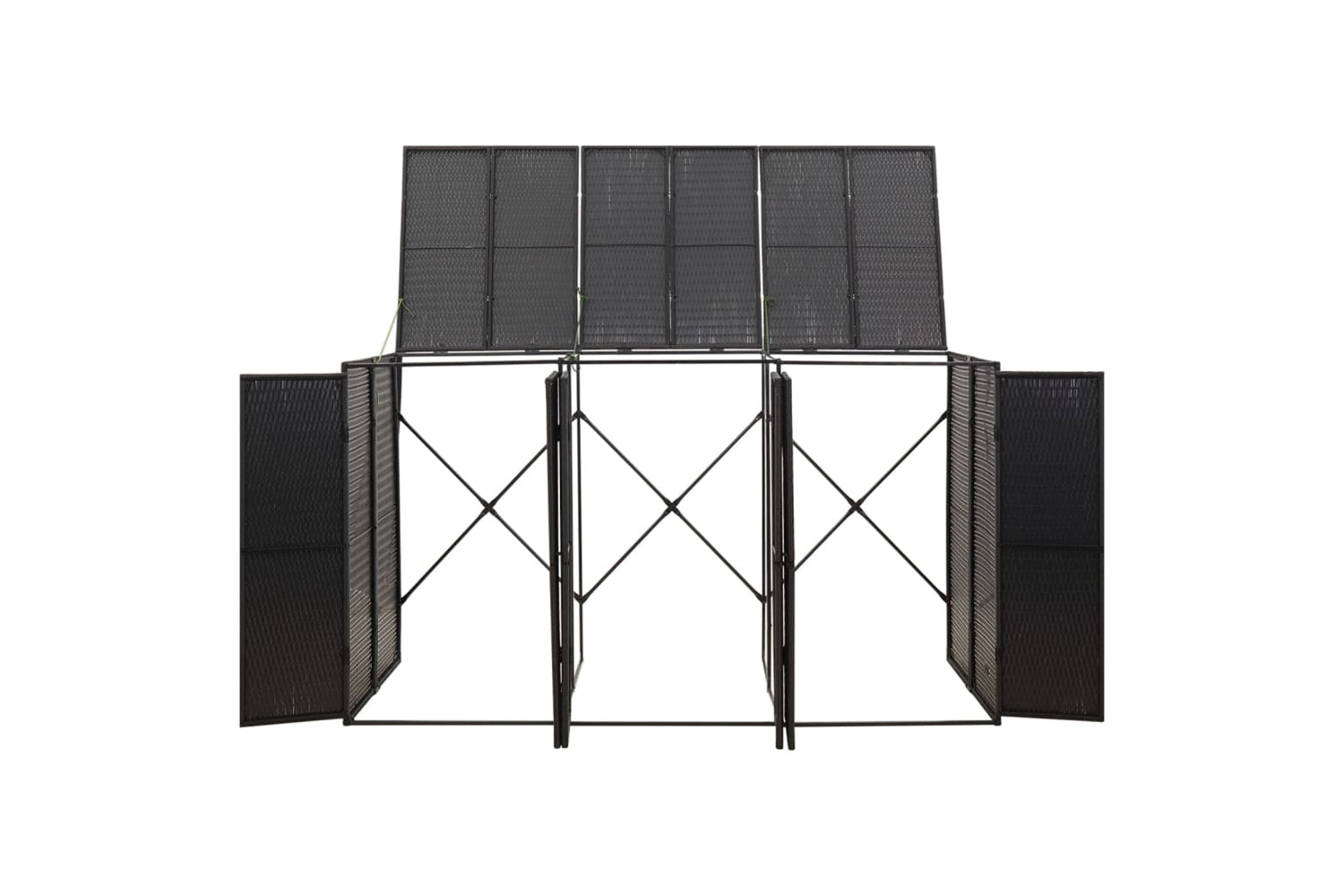 vidaXL 319862 Triple Wheelie Bin Shed Black 207x80x117cm Poly Rattan-4