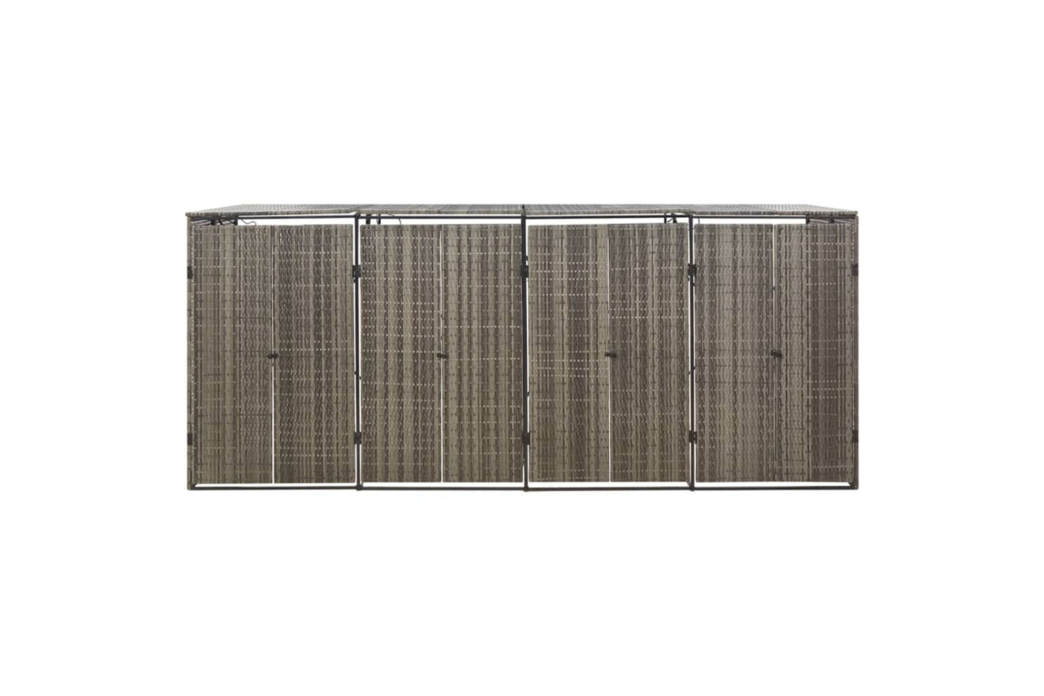 vidaXL 319867 Quadruple Wheelie Bin Shed Grey 274x80x117cm Poly Rattan-4
