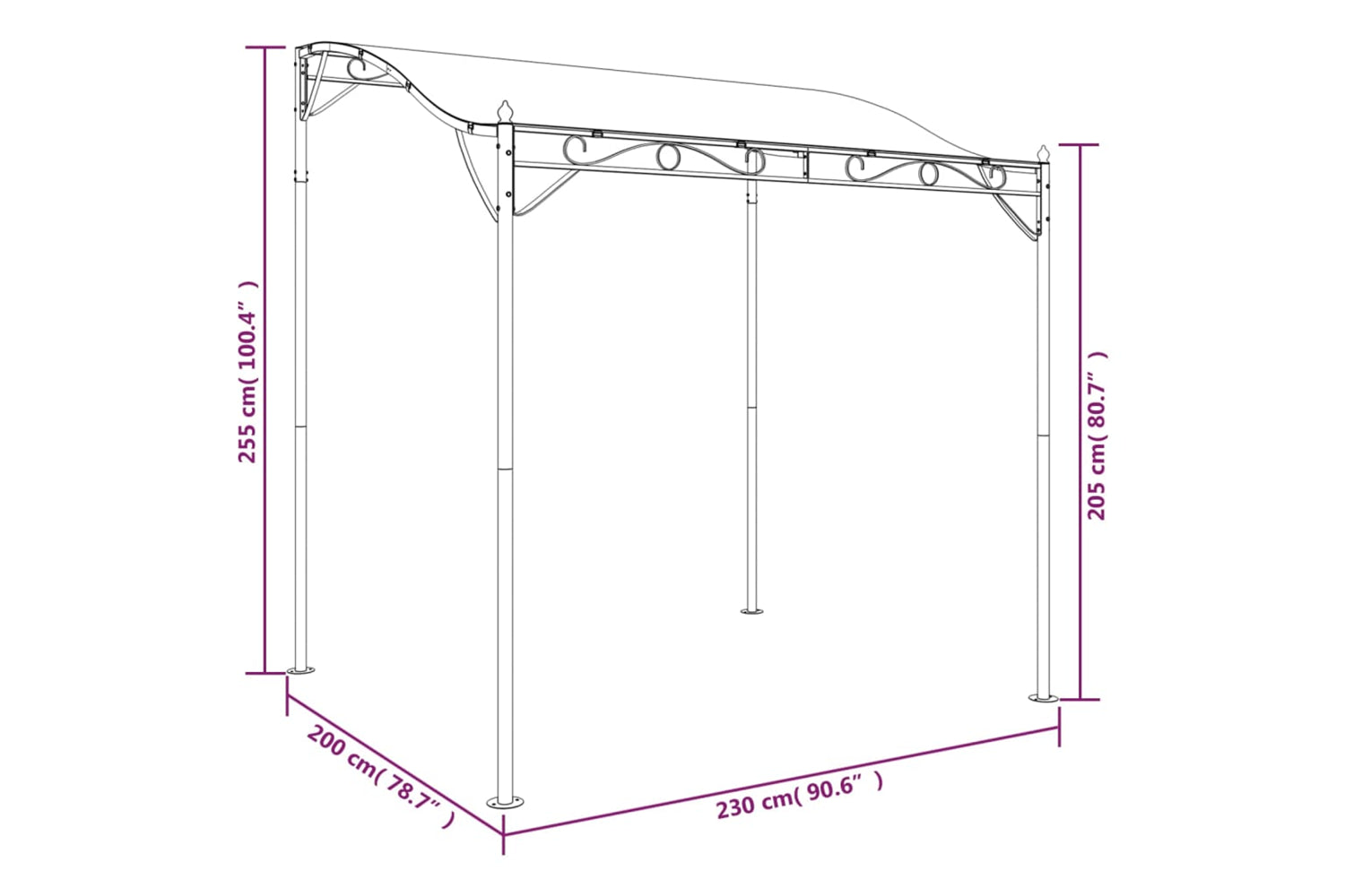 Vidaxl 362391 Canopy Cream 2x2.3 M 180 G/mâ² Fabric And Steel-7