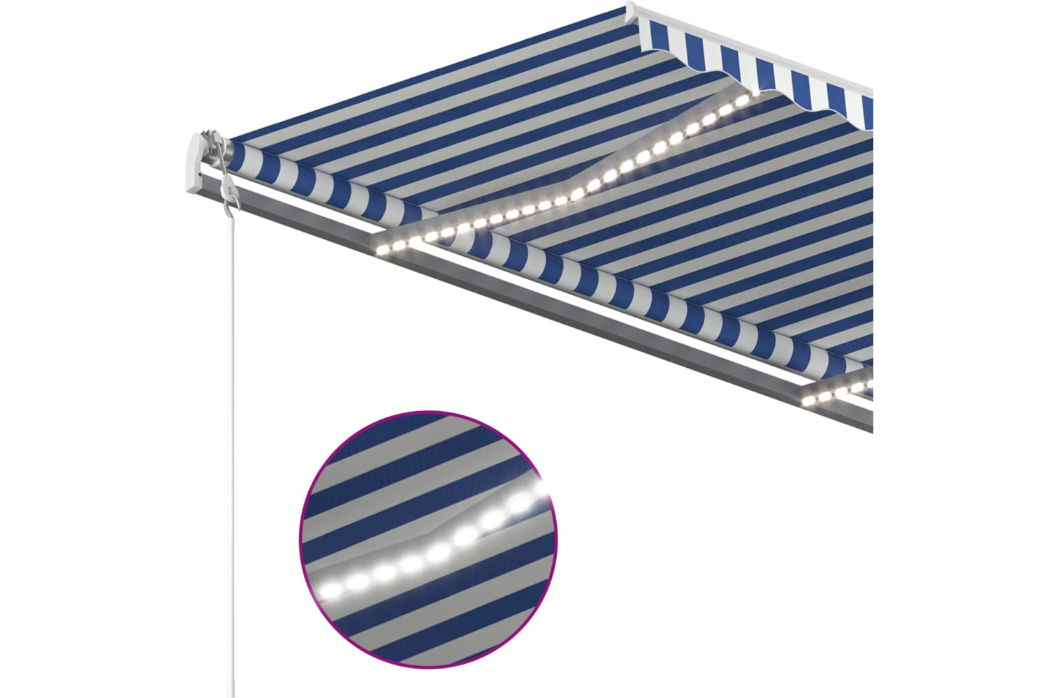Vidaxl 3070021 Manual Retractable Awning With Led 4x3.5 M Blue And White-6