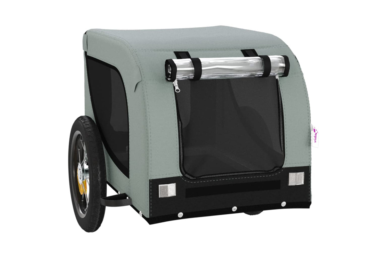 Vidaxl 93993 Pet Bike Trailer Grey And Black Oxford Fabric And Iron-3
