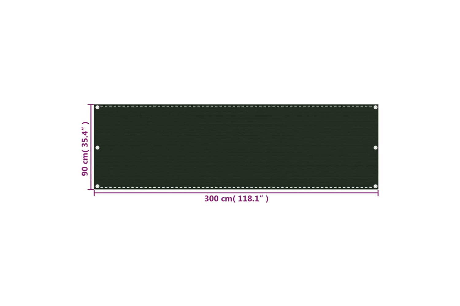 vidaXL 310972 Balcony Screen Dark Green 90x300cm Hdpe-5