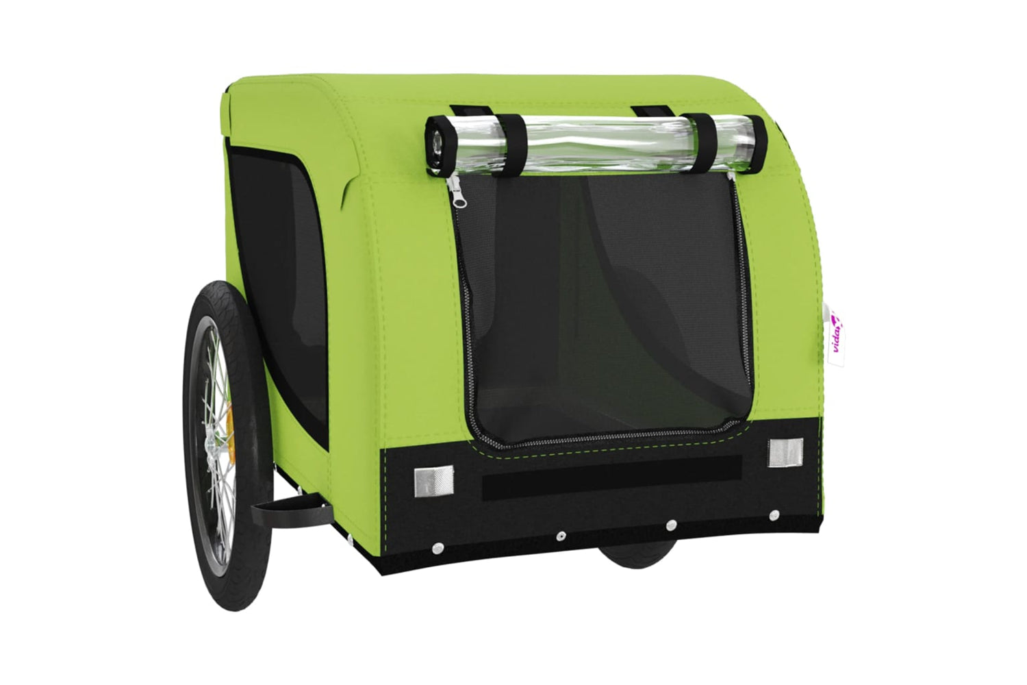 Vidaxl 94011 Pet Bike Trailer Green And Black Oxford Fabric And Iron-3
