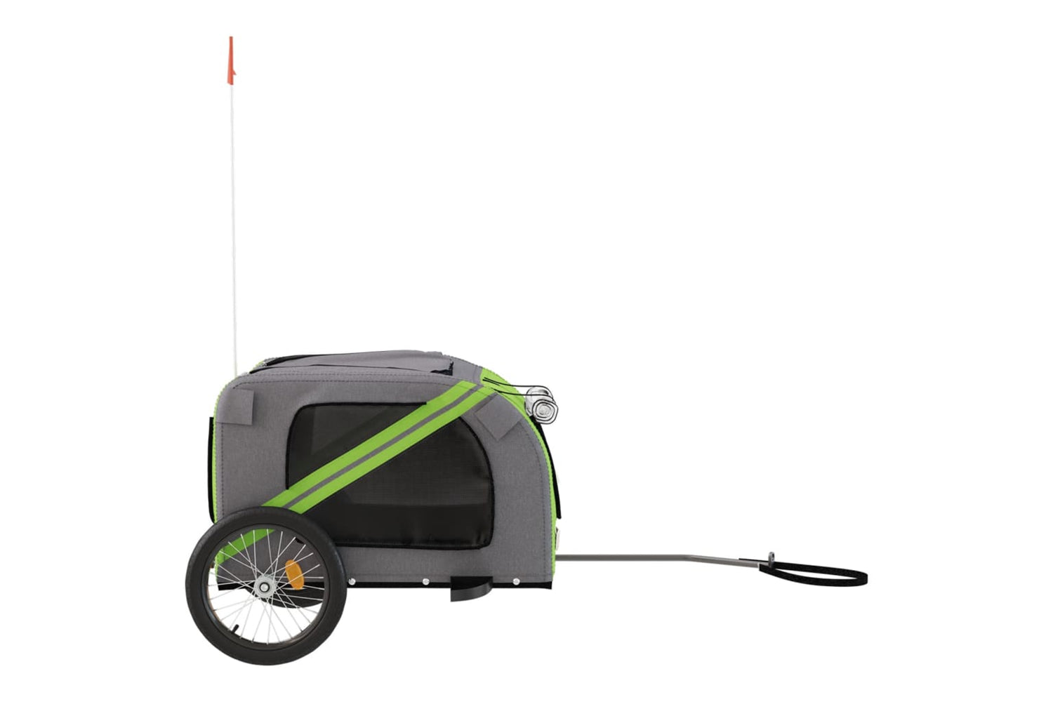 Vidaxl 93885 Pet Bike Trailer Green And Grey Oxford Fabric And Iron-5