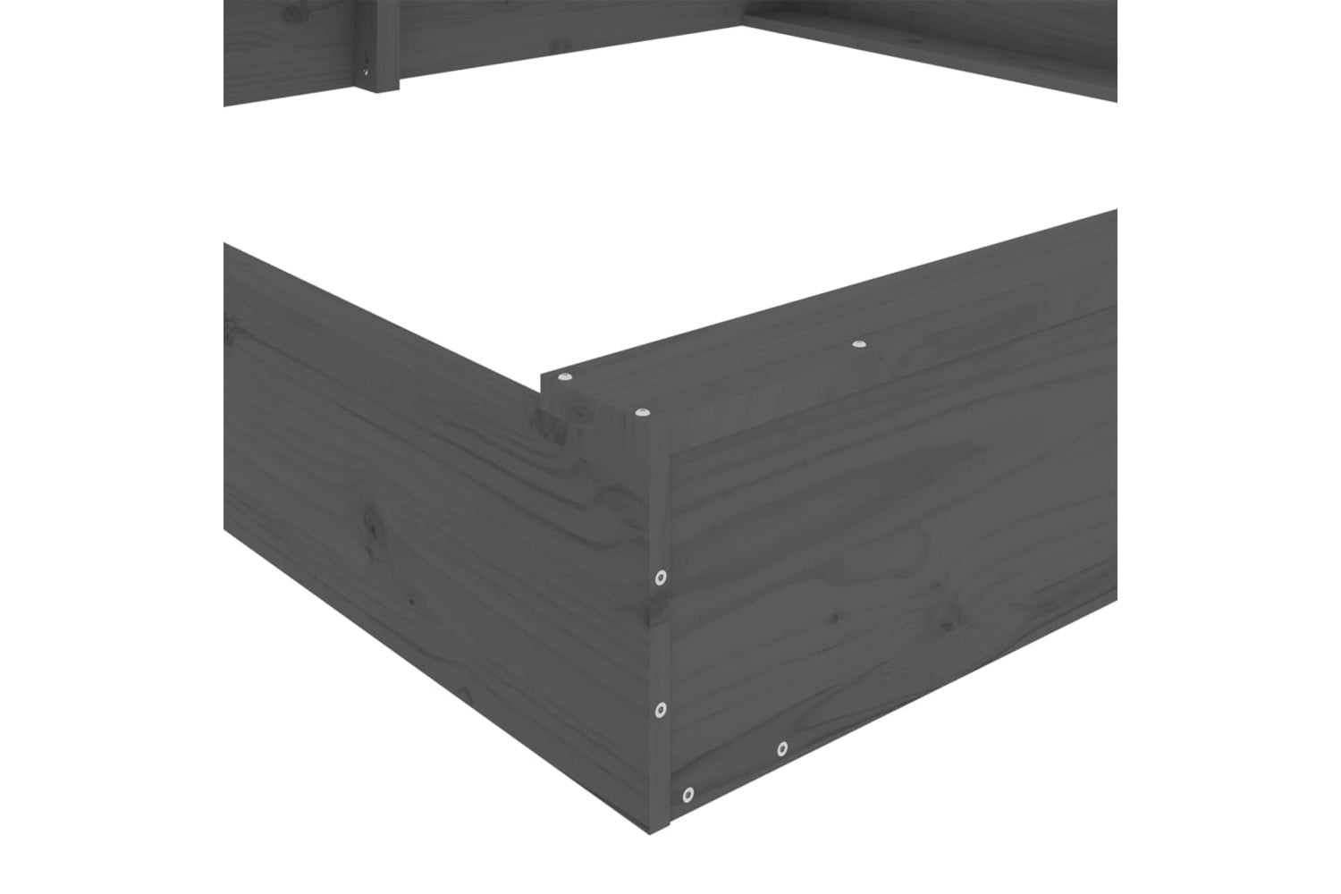 vidaXL 825039 Sandbox With Seats Grey Square Solid Wood Pine-6