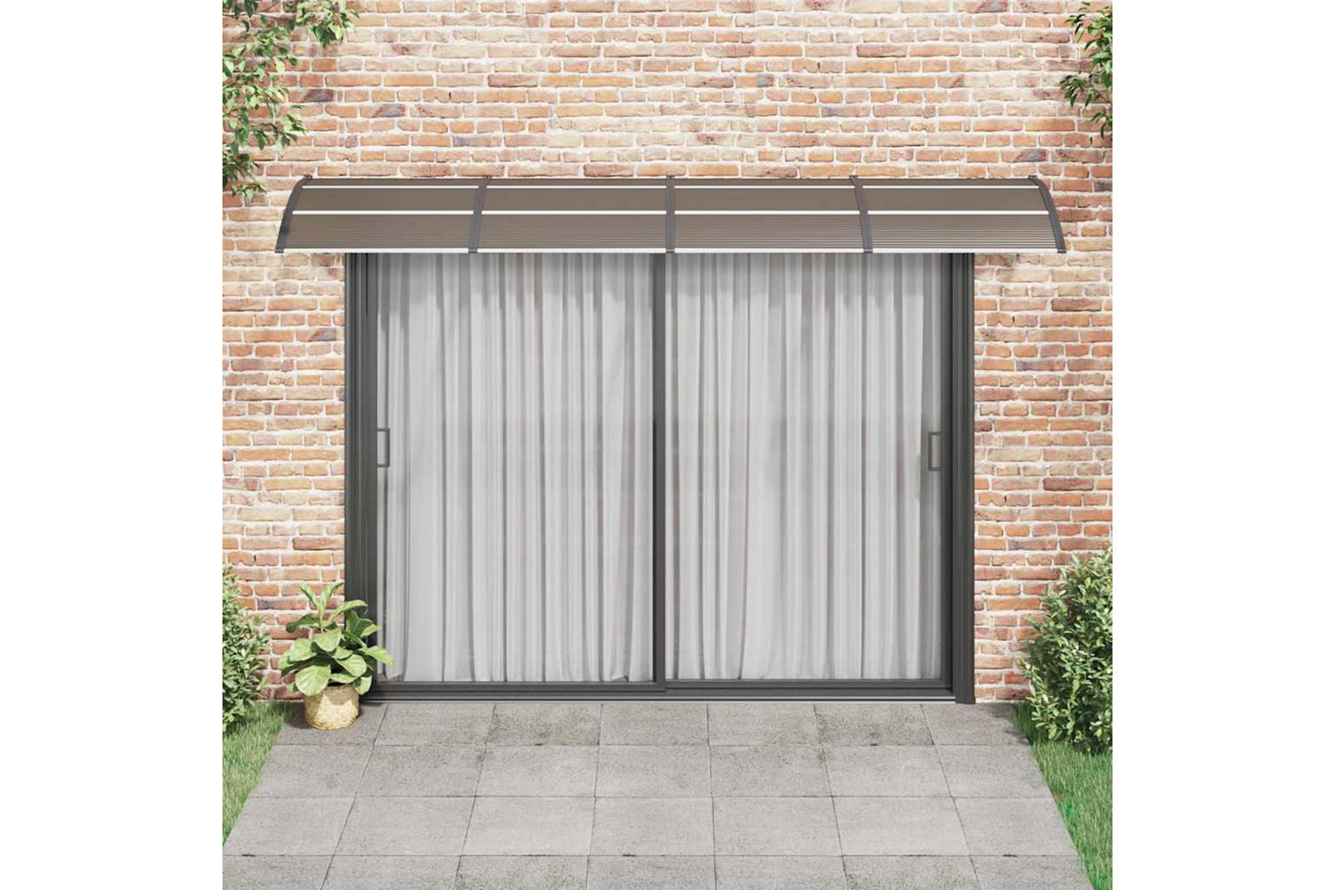 vidaXL 153591 Door Canopy Black And Transparent 350x80cm Polycarbonate-2