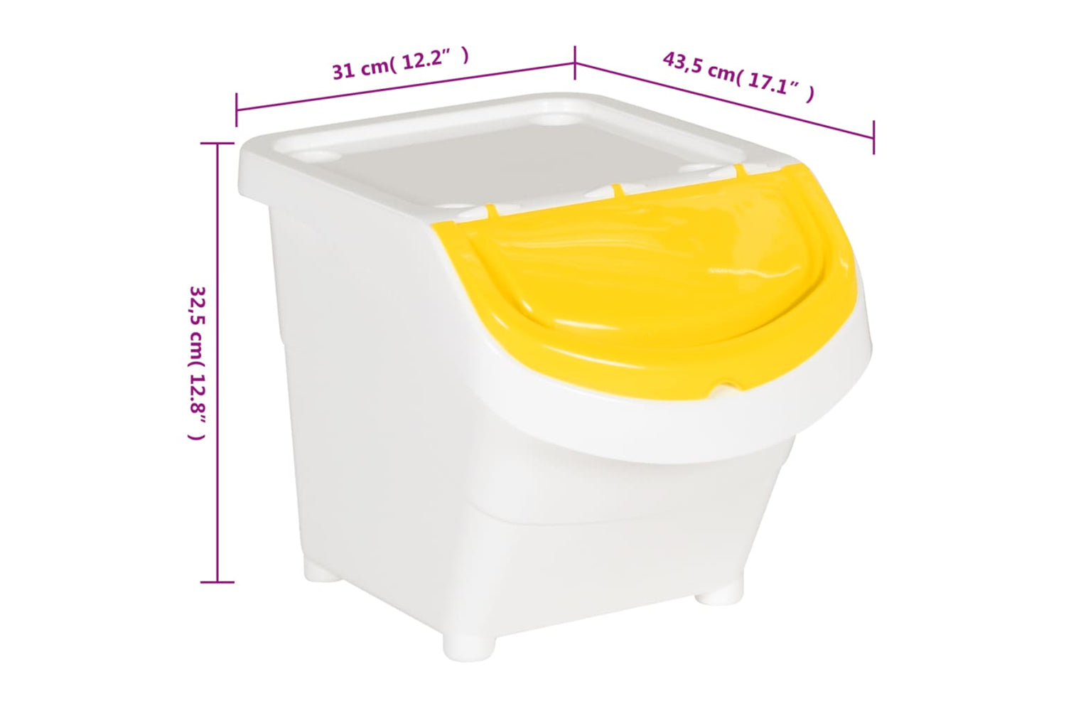 Vidaxl 364068 Stackable Waste Bins With Lids 3 Pcs White Pp 78 L-9