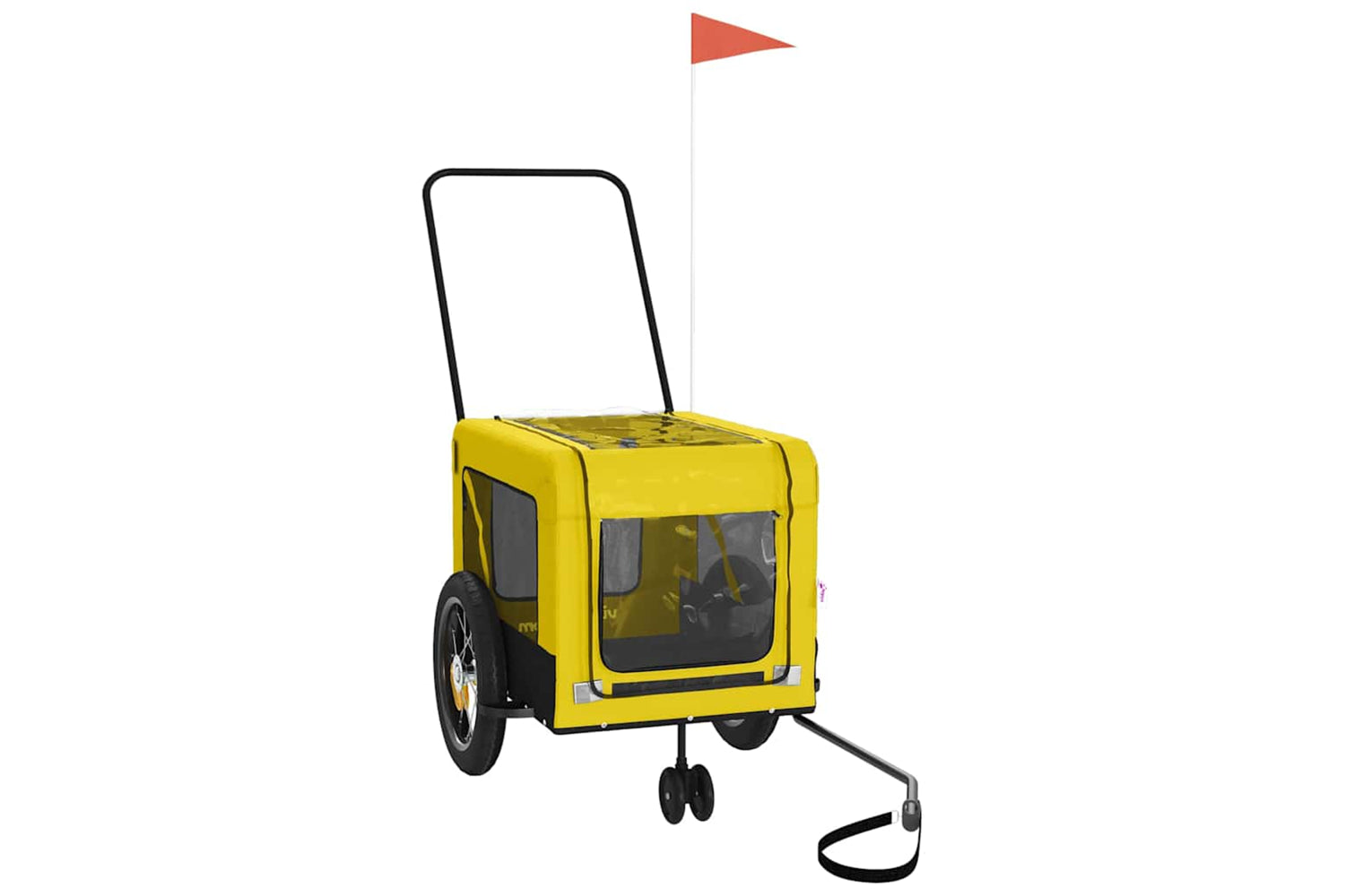 Vidaxl 93945 Pet Bike Trailer Yellow And Black Oxford Fabric And Iron-2