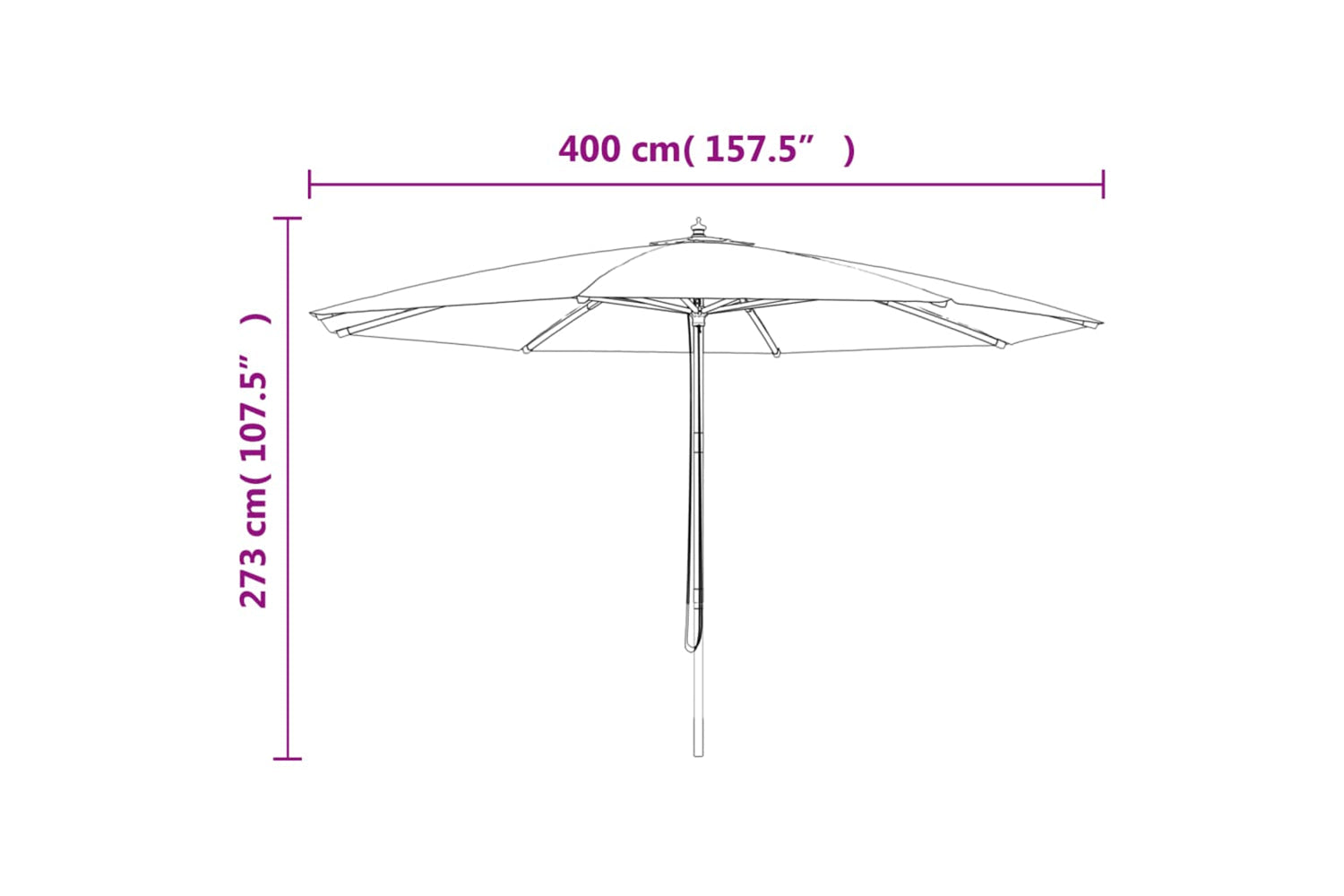 vidaXL 363180 Garden Parasol With Wooden Pole Terracotta 400x273cm-7