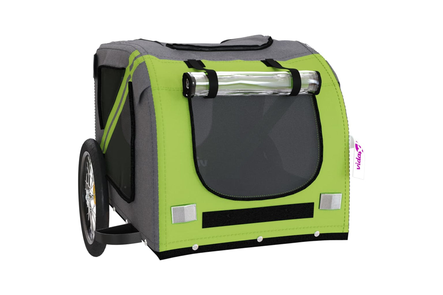 Vidaxl 93885 Pet Bike Trailer Green And Grey Oxford Fabric And Iron-4