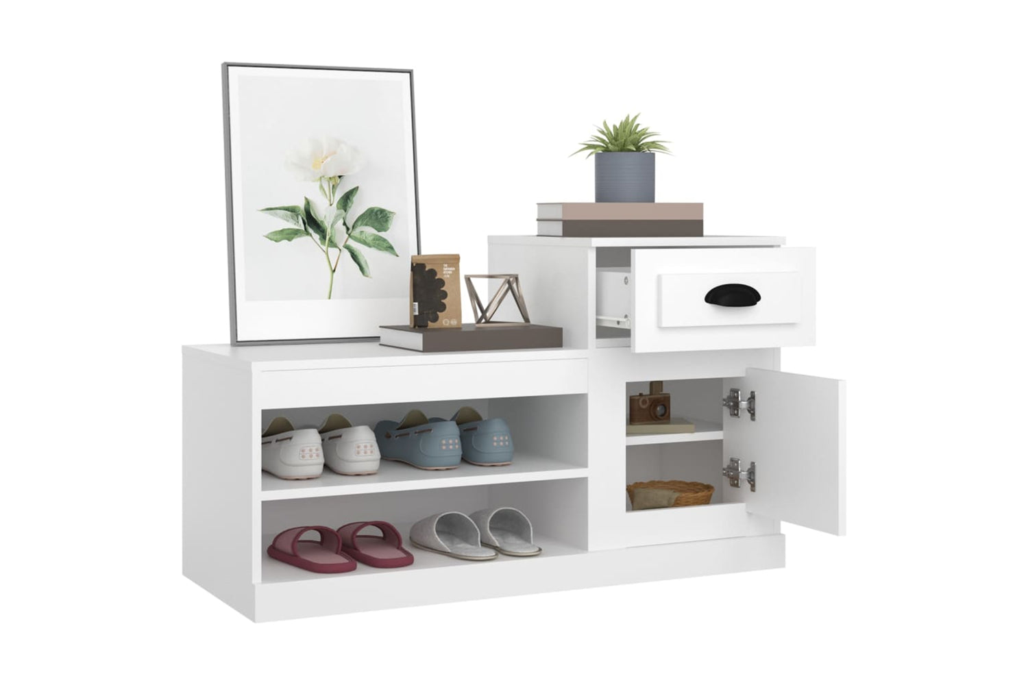 vidaXL 816416 Shoe Cabinet White 100x42x60cm Engineered Wood-4