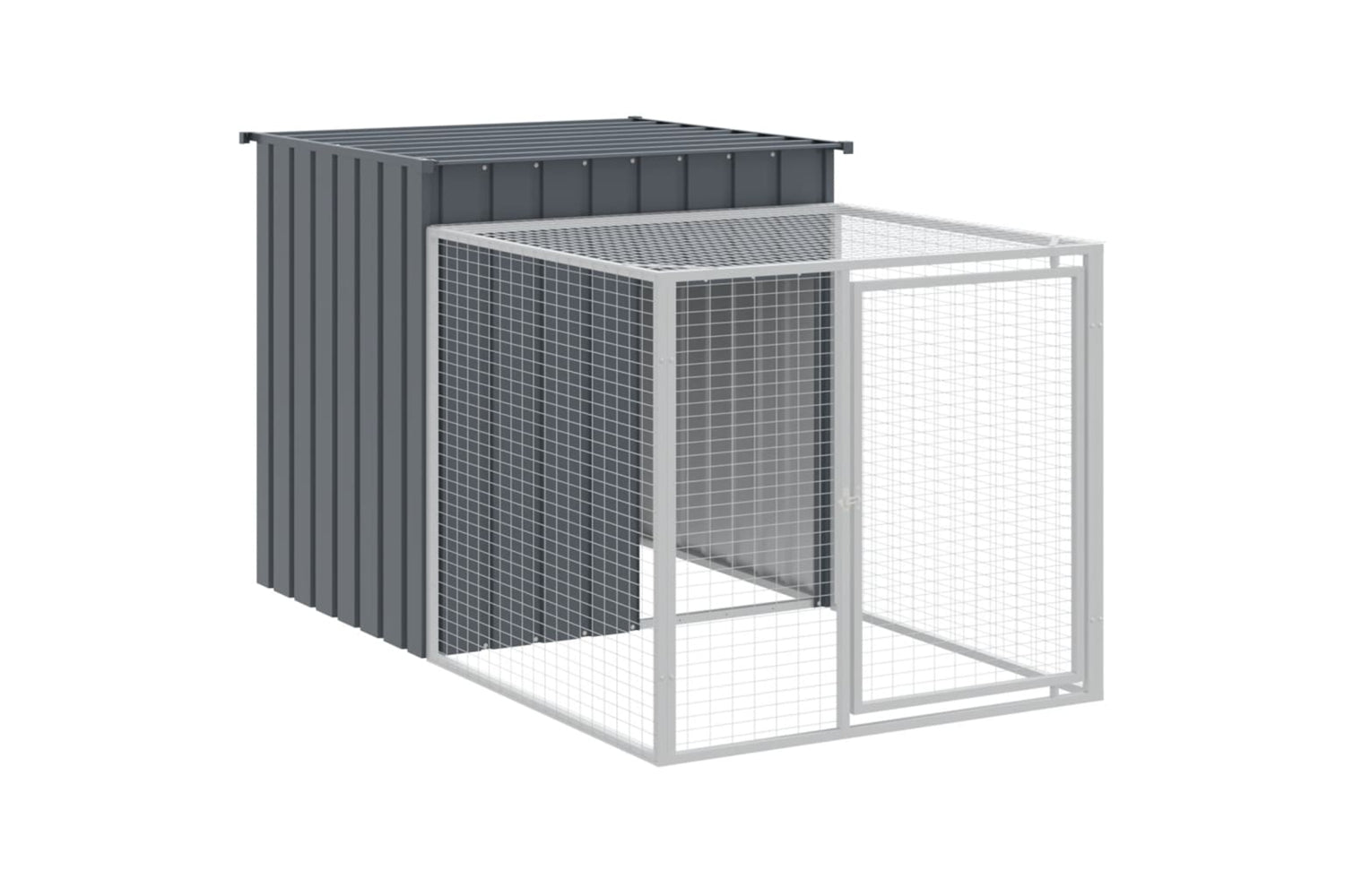 vidaXL 3189090 Chicken Cage With Run Anthracite 110x609x110cm Galvanised Steel-5