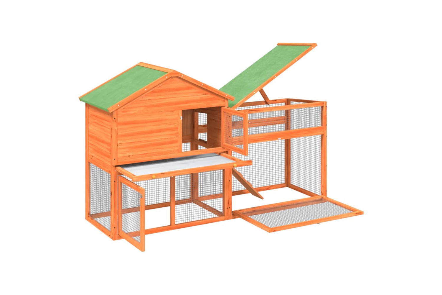 vidaXL 172276 Rabbit Hutch Brown 185.5x60.5x109.5cm Solid Wood Pine-4
