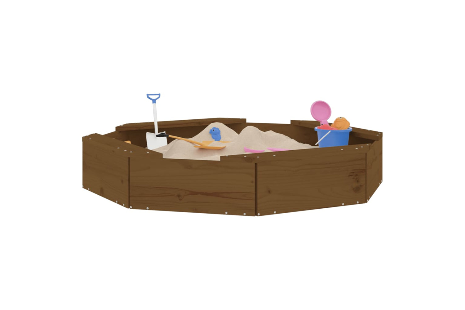 vidaXL 825012 Sandbox With Seats Honey Brown Octagon Solid Wood Pine-2