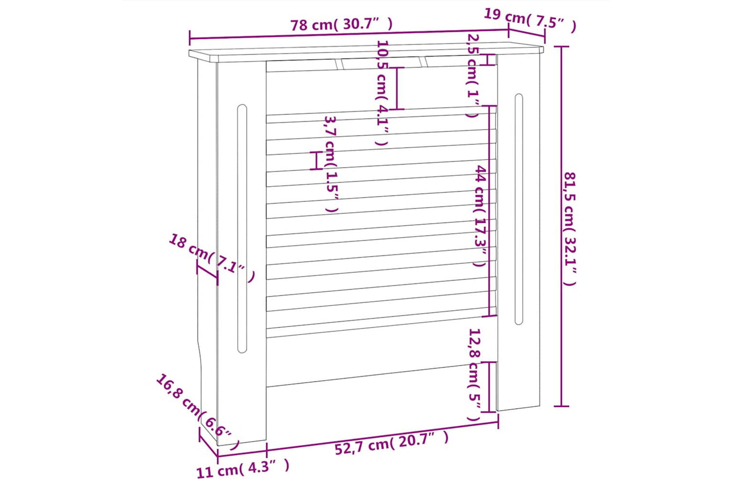 vidaXL Mdf Radiator Cover Grey 78cm-7