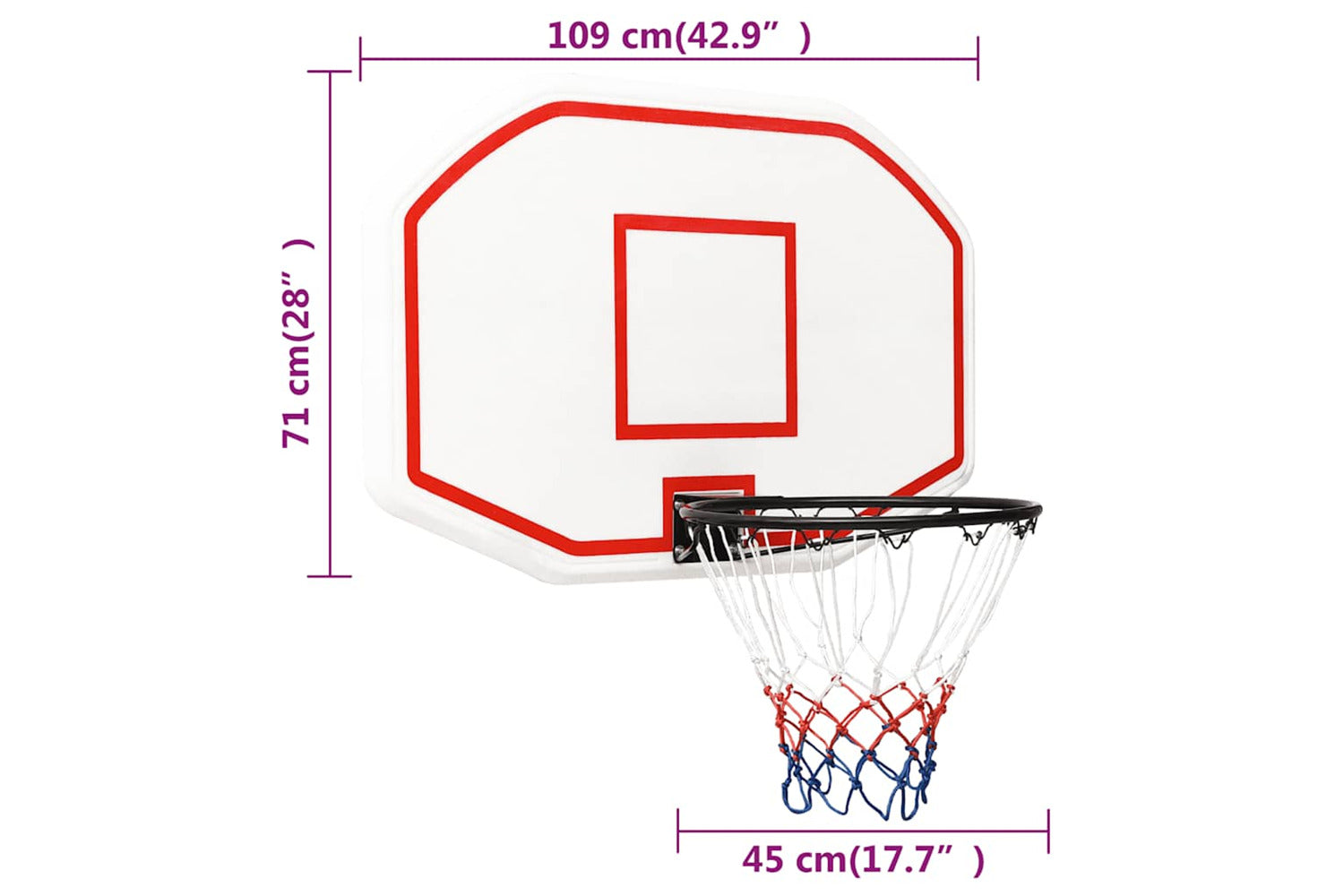 Vidaxl Basketball Backboard White 109x71x3 Cm Polyethene-7
