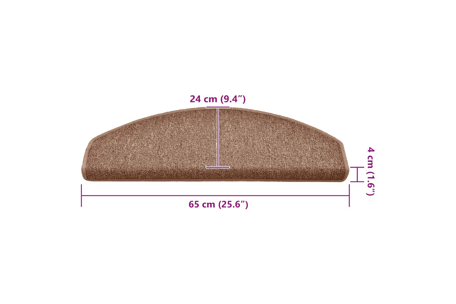 vidaXL 322367 Carpet Stair Treads 15 Pcs Brown 65x24x4cm-6