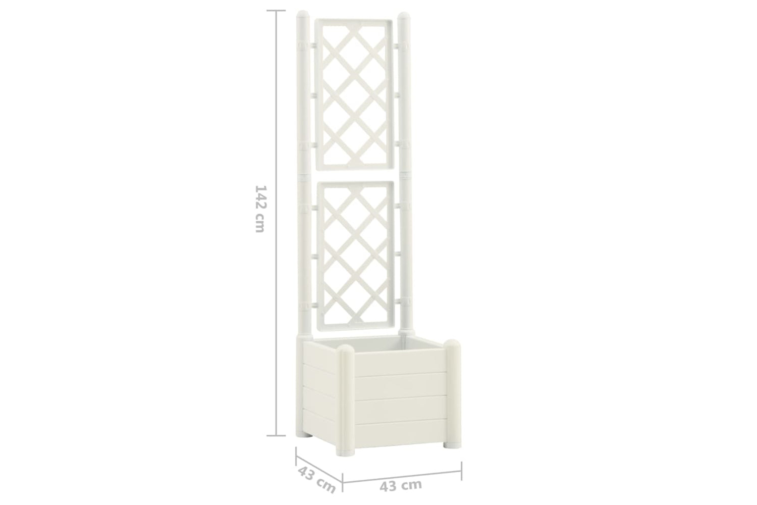 vidaXL 313979 Garden Planter With Trellis 43x43x142cm Pp White-6