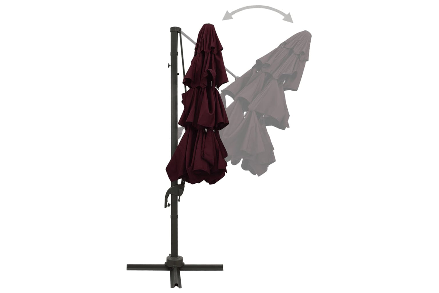 Vidaxl 313832 4-tier Parasol With Aluminium Pole Bordeaux Red 3x3 M-5