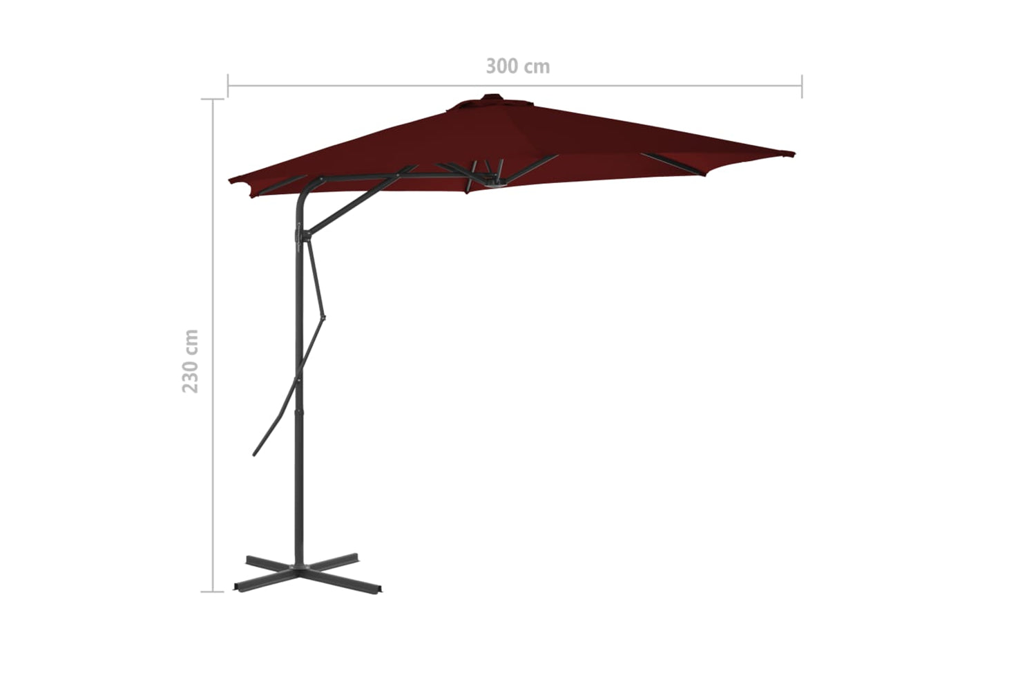 vidaXL 312518 Outdoor Parasol With Steel Pole Bordeaux Red 300x230cm-7