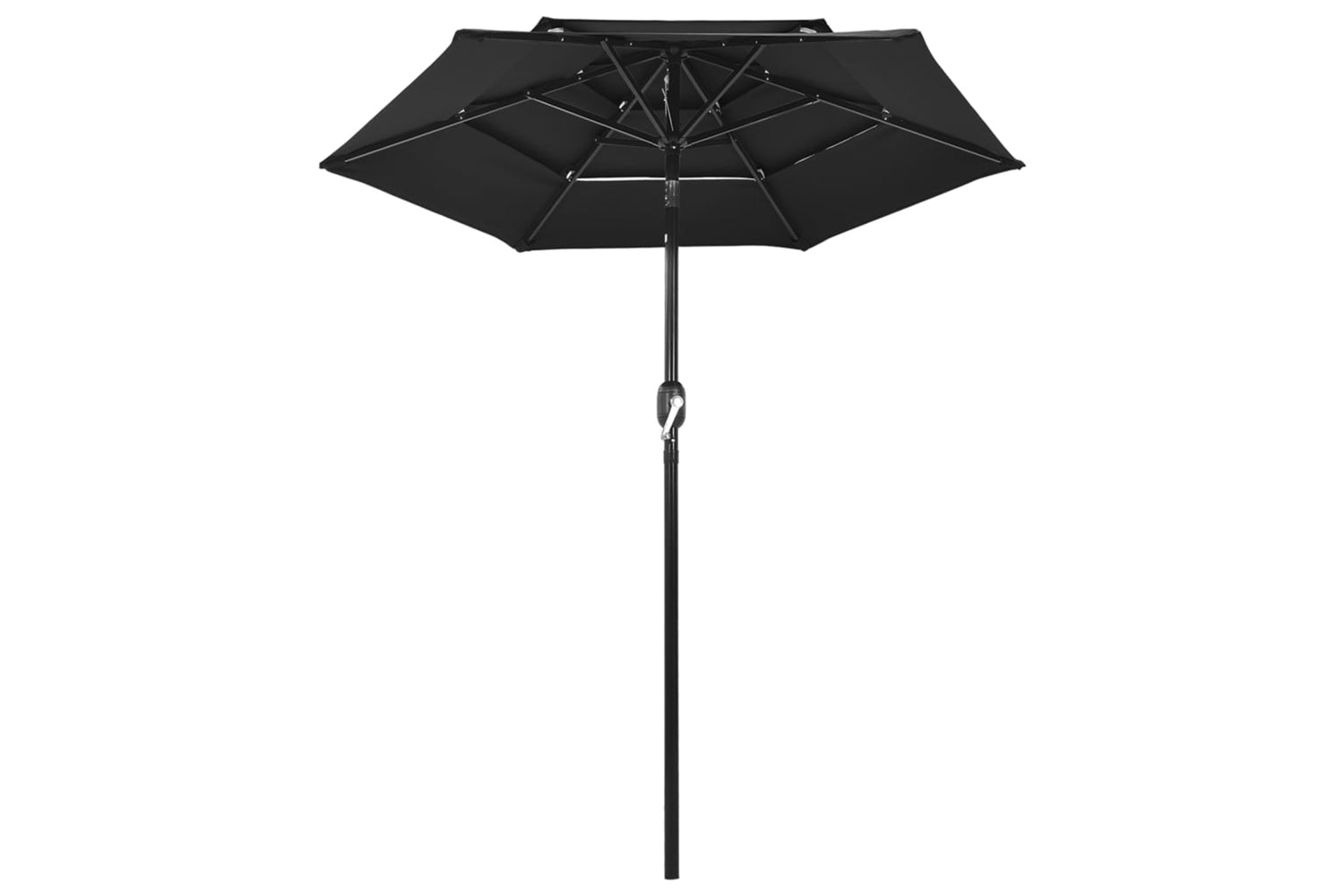 Vidaxl 313858 3-tier Parasol With Aluminium Pole Black 2 M-2