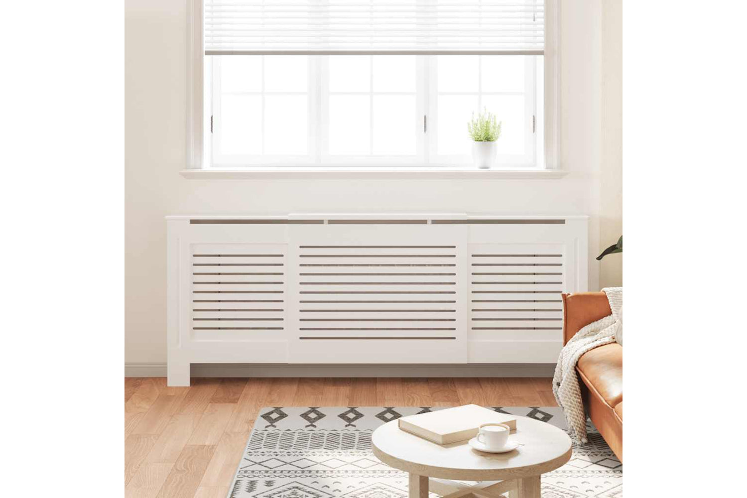 VidaXL MDF Radiator Cover White 205cm-2