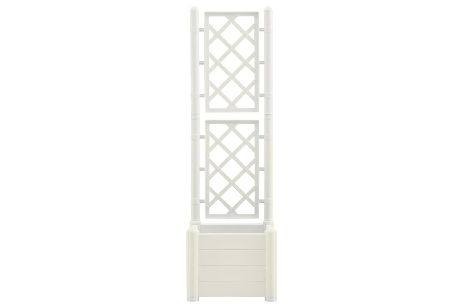 vidaXL 313979 Garden Planter With Trellis 43x43x142cm Pp White-2