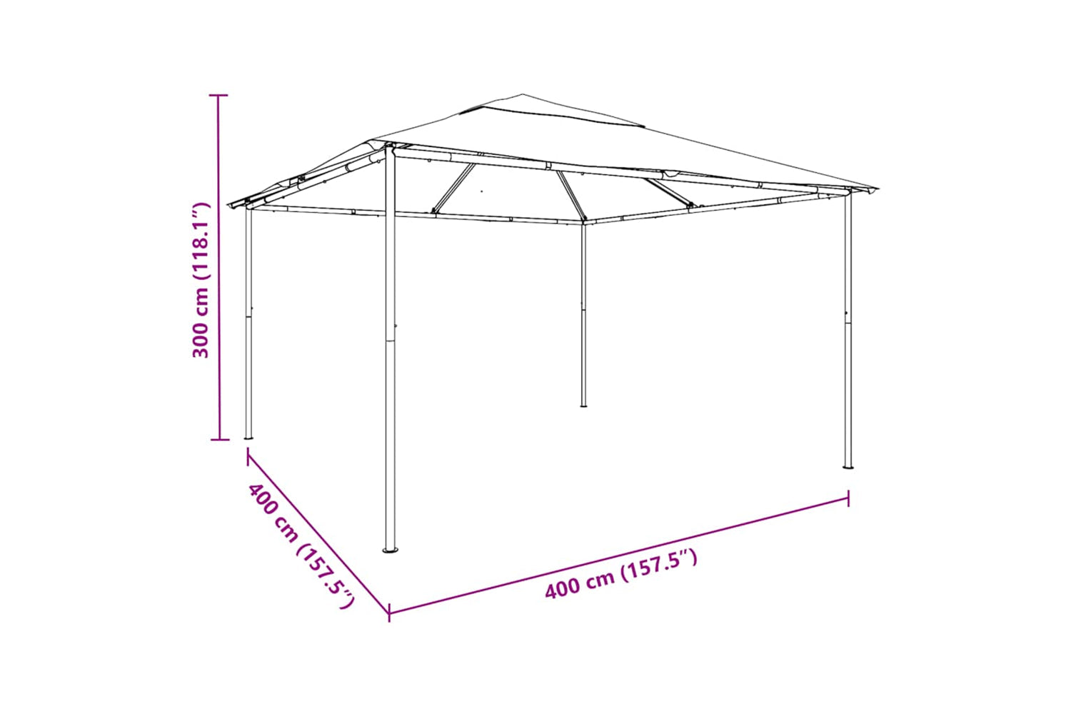 Vidaxl 312239 Gazebo 4x4x3 M White 180 G/mâ²-7