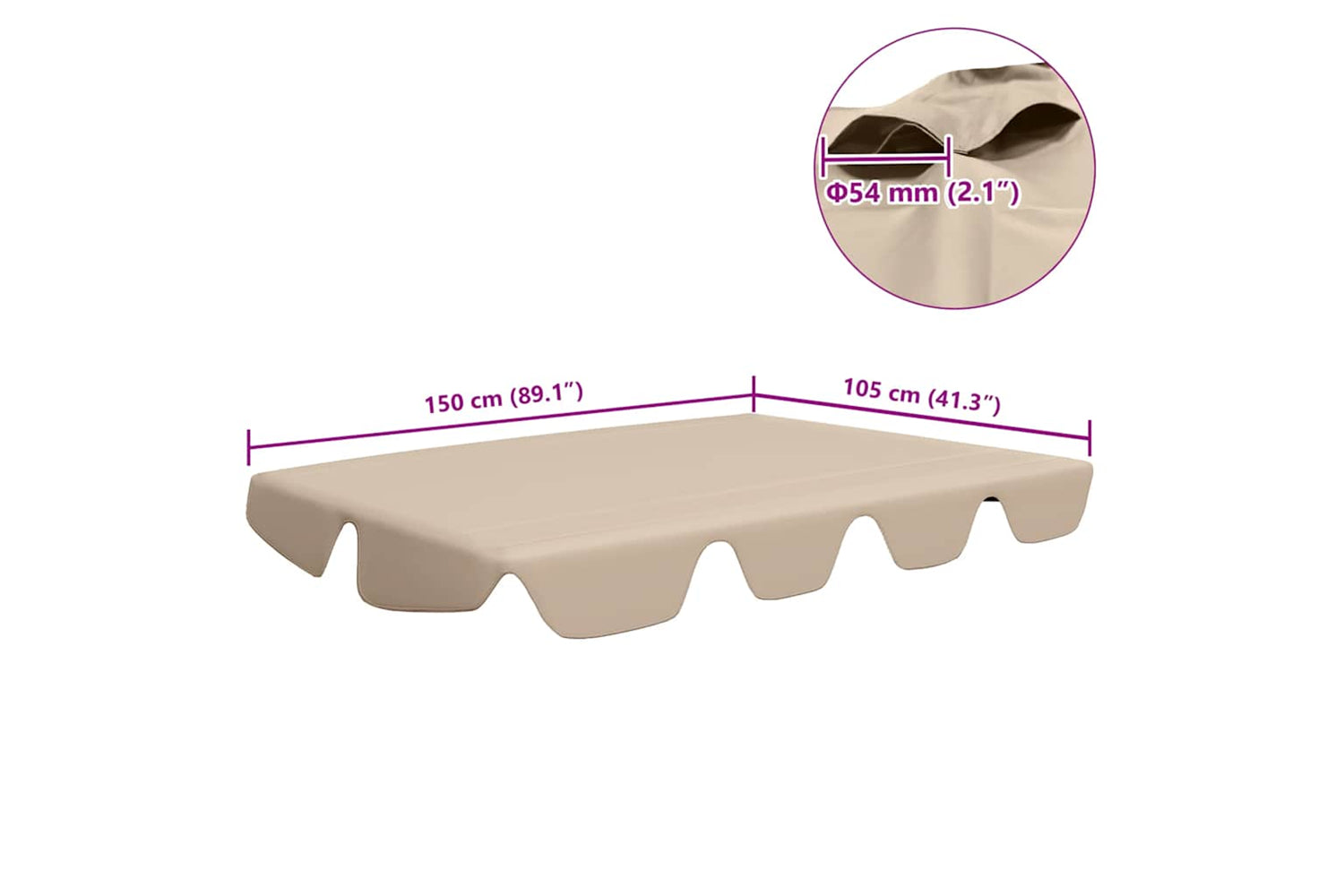 Vidaxl Replacement Canopy For Garden Swing Beige 150/130x105/70 Cm-7