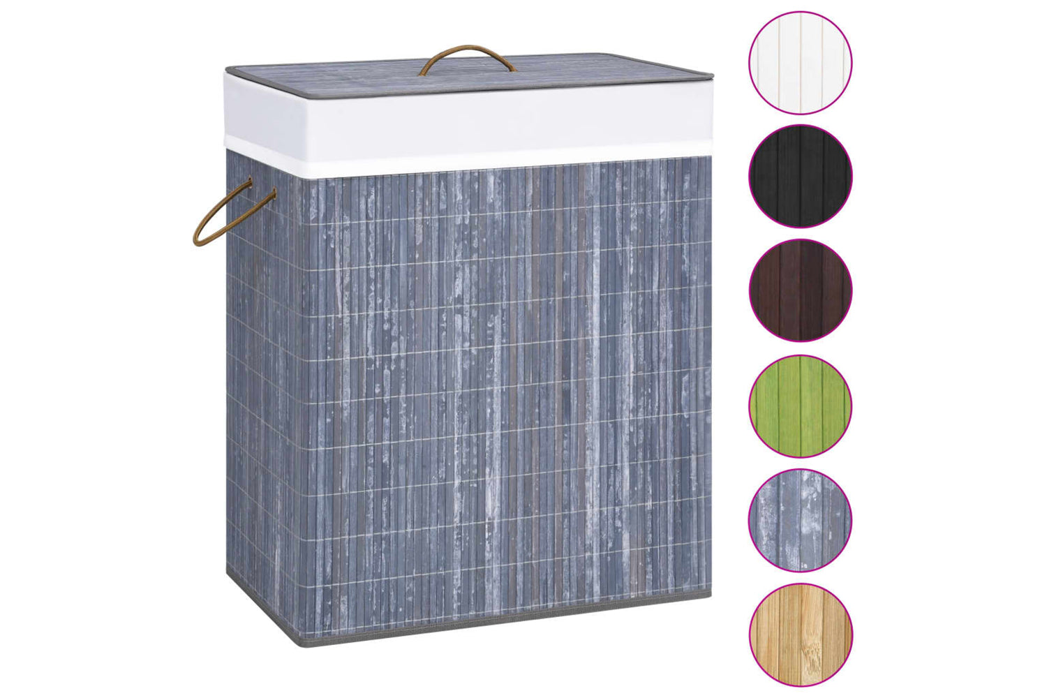 Vidaxl 320742 Bamboo Laundry Basket Grey 100 L-2