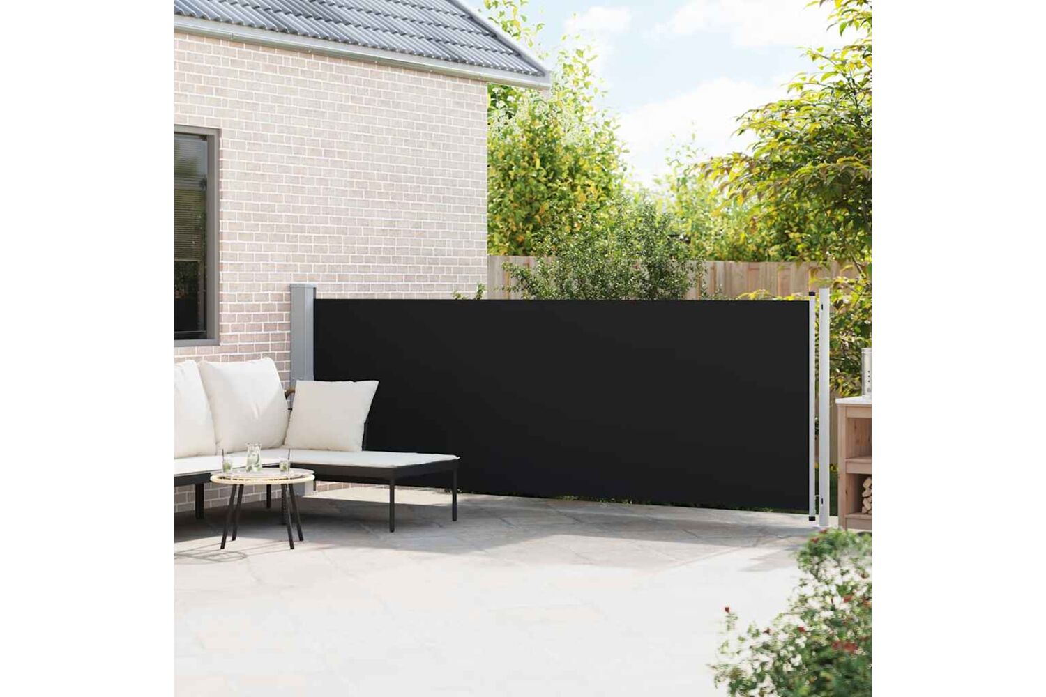 vidaXL 313369 Patio Retractable Side Awning 140x600cm Black-2