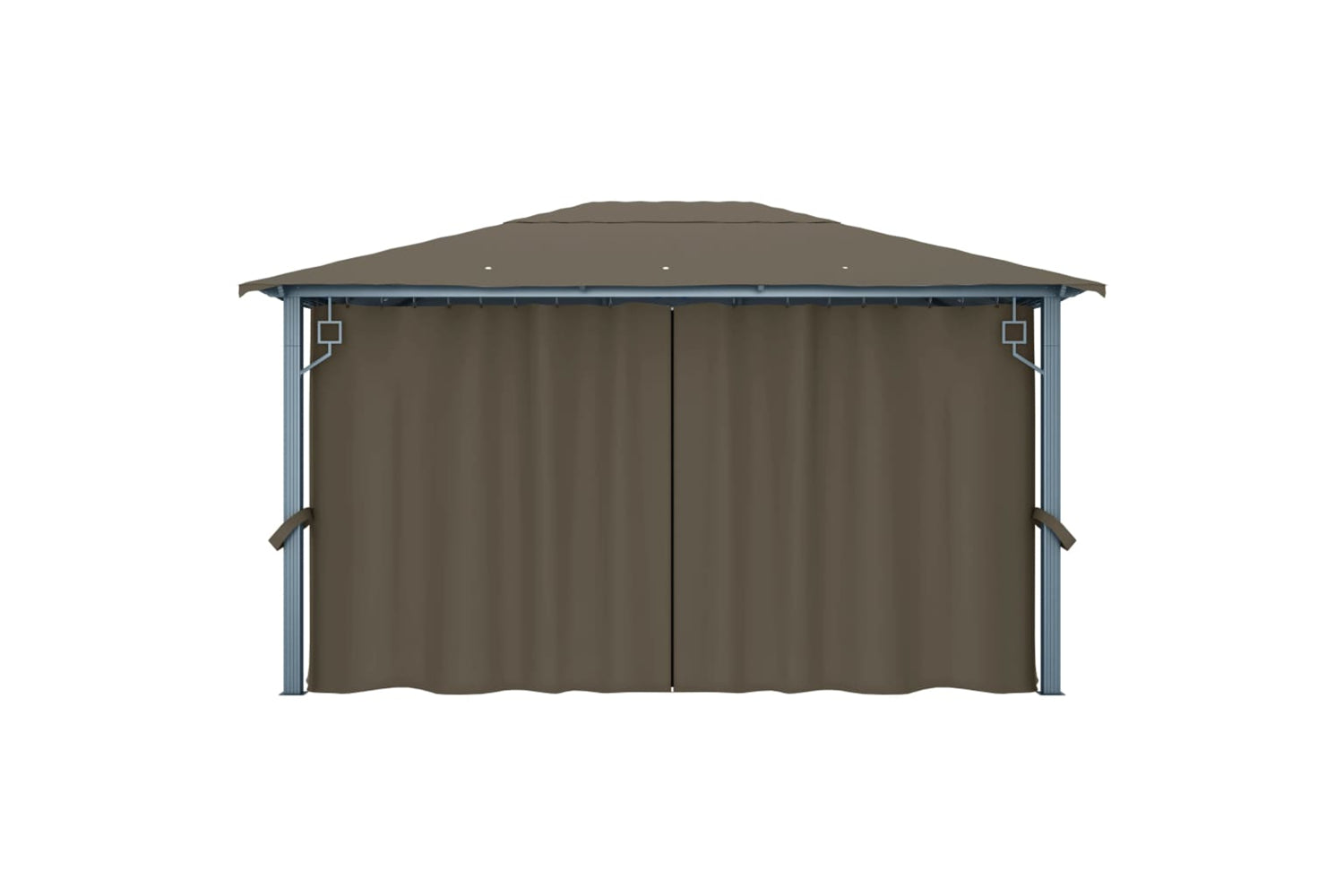 Vidaxl 3070337 Gazebo With Curtain&led String Lights 4x3 M Taupe Aluminium-8