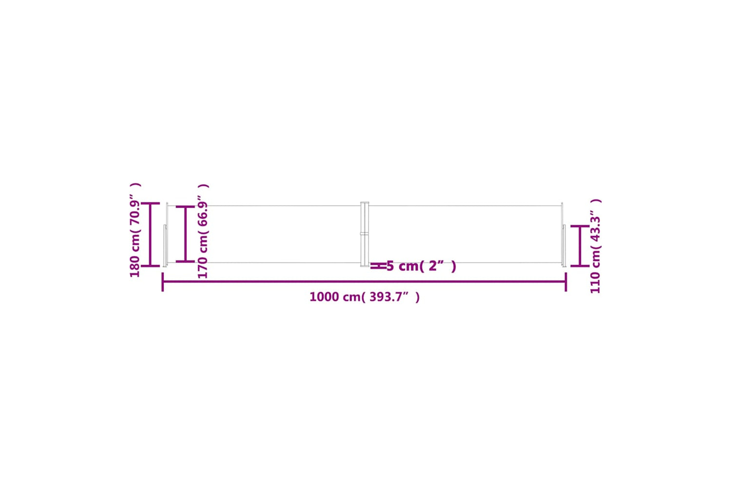 vidaXL 318038 Retractable Side Awning Anthracite 180x1000cm-7