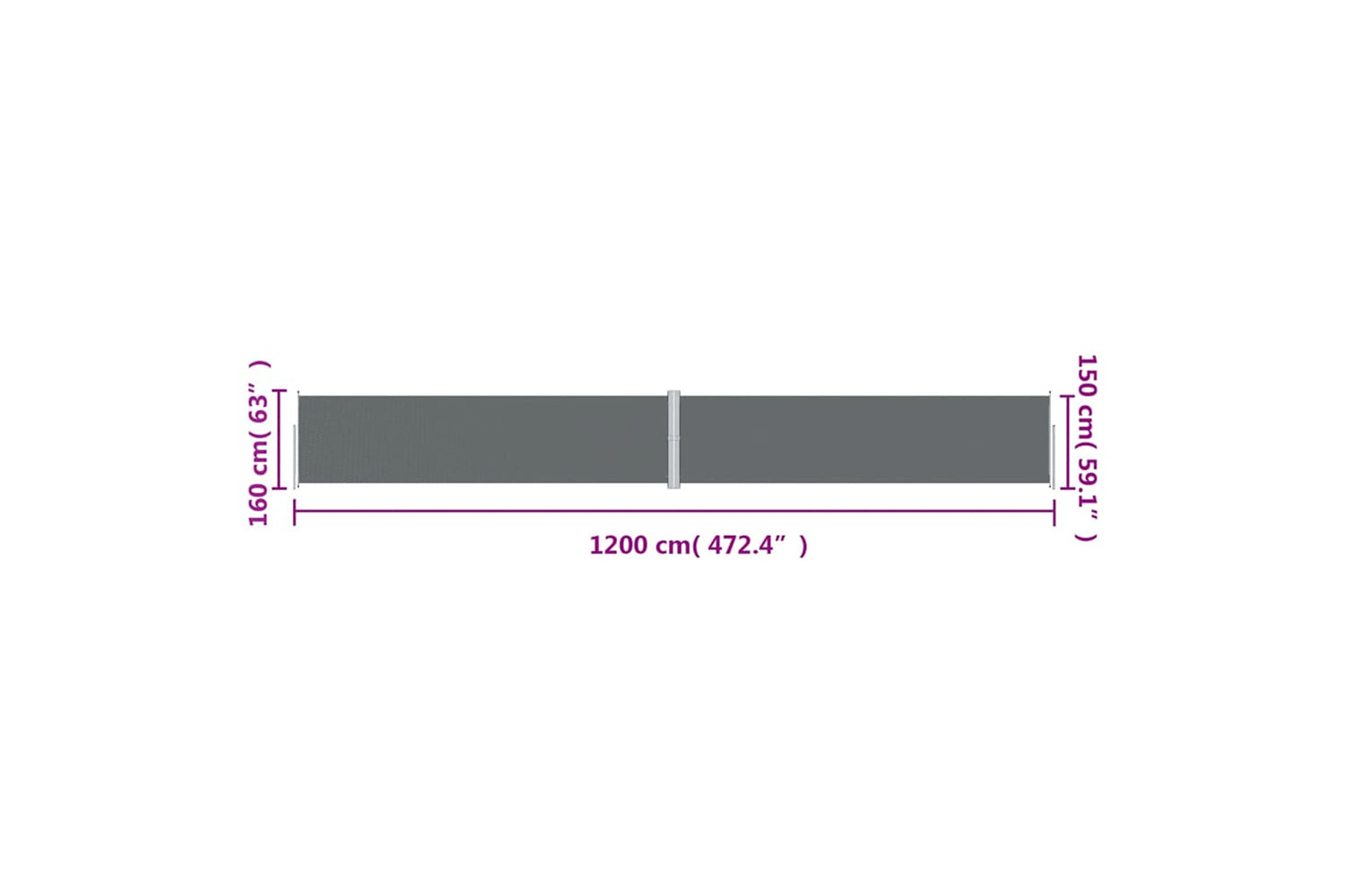vidaXL Retractable Side Awning Anthracite 160x1200cm-7