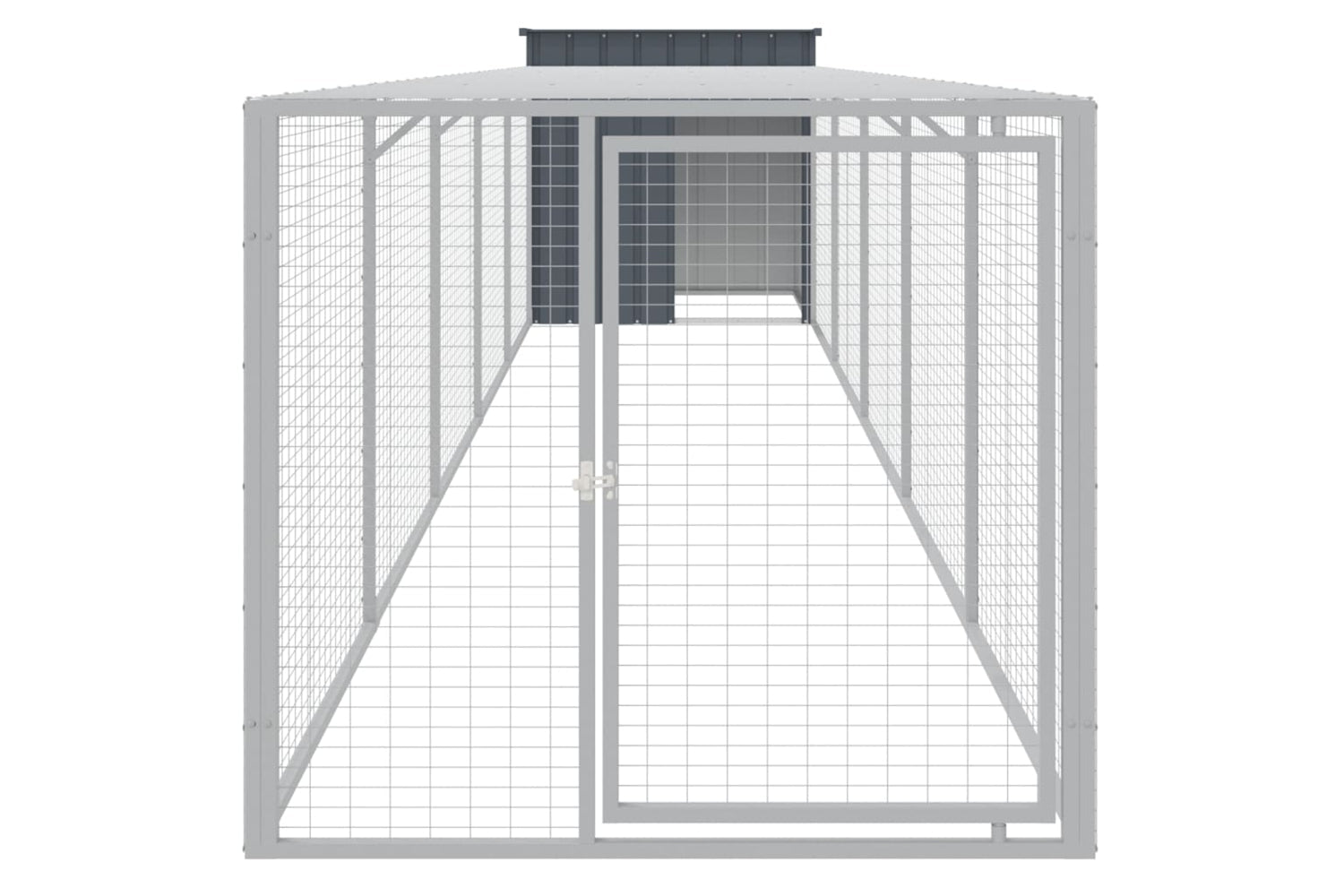vidaXL 3189090 Chicken Cage With Run Anthracite 110x609x110cm Galvanised Steel-2