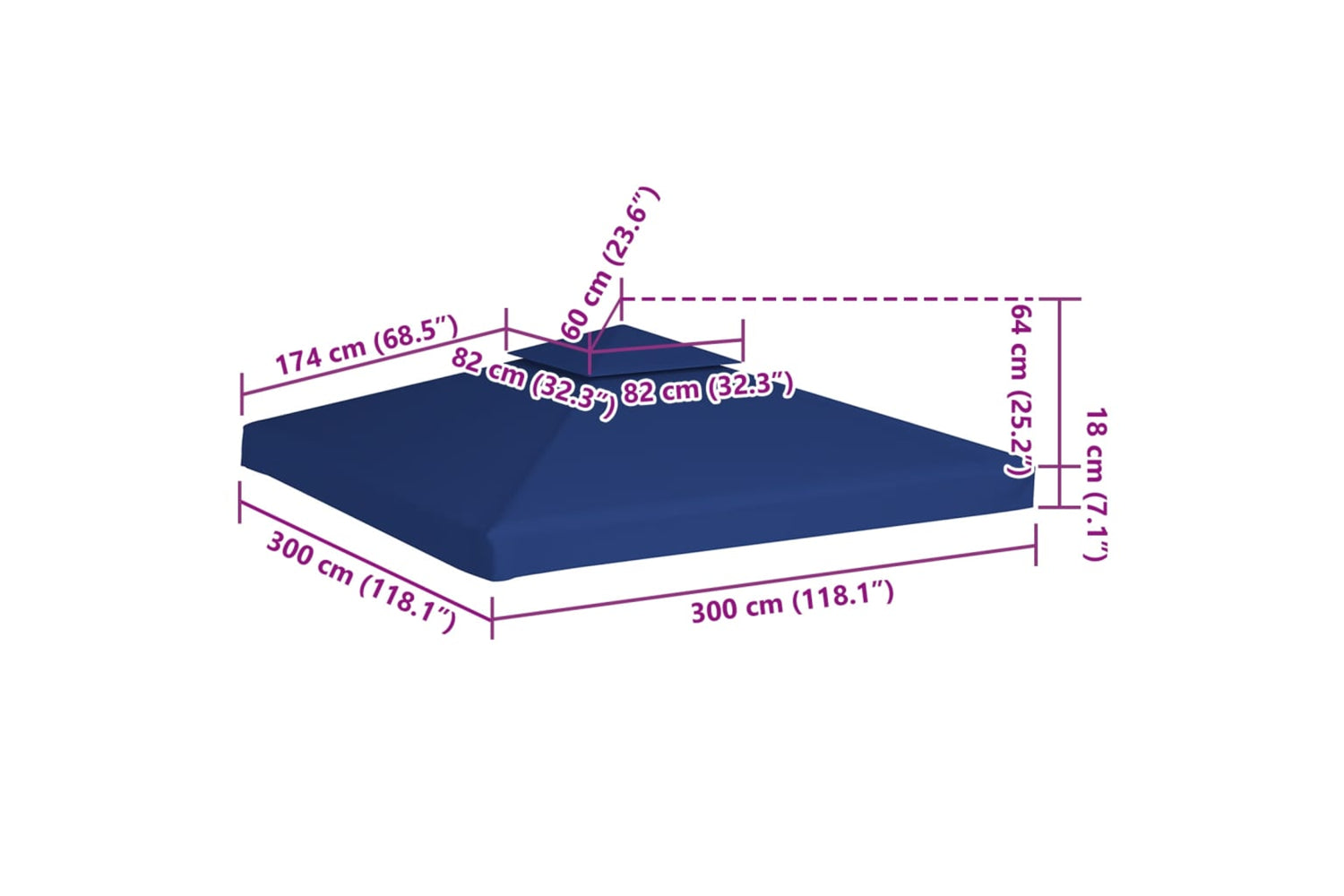 Vidaxl Gazebo Cover Canopy Replacement 310 G / Mâ² Dark Blue 3 X 3 M-6